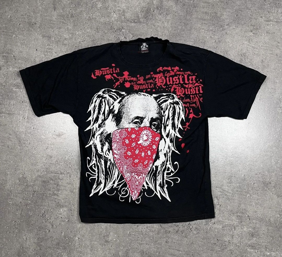 Archival Clothing T-shirt With Benjamin Franklin Hustla Y2k Streetwear 