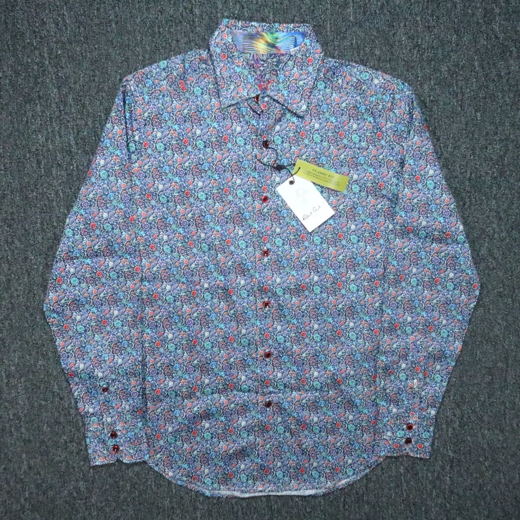 Robert Graham Robert Graham Shirt Men XS Blue Floral Long Sleeve Button-Up Flip Cuff Classic Size US XS / EU 42 / 0 - 2 Thumbnail