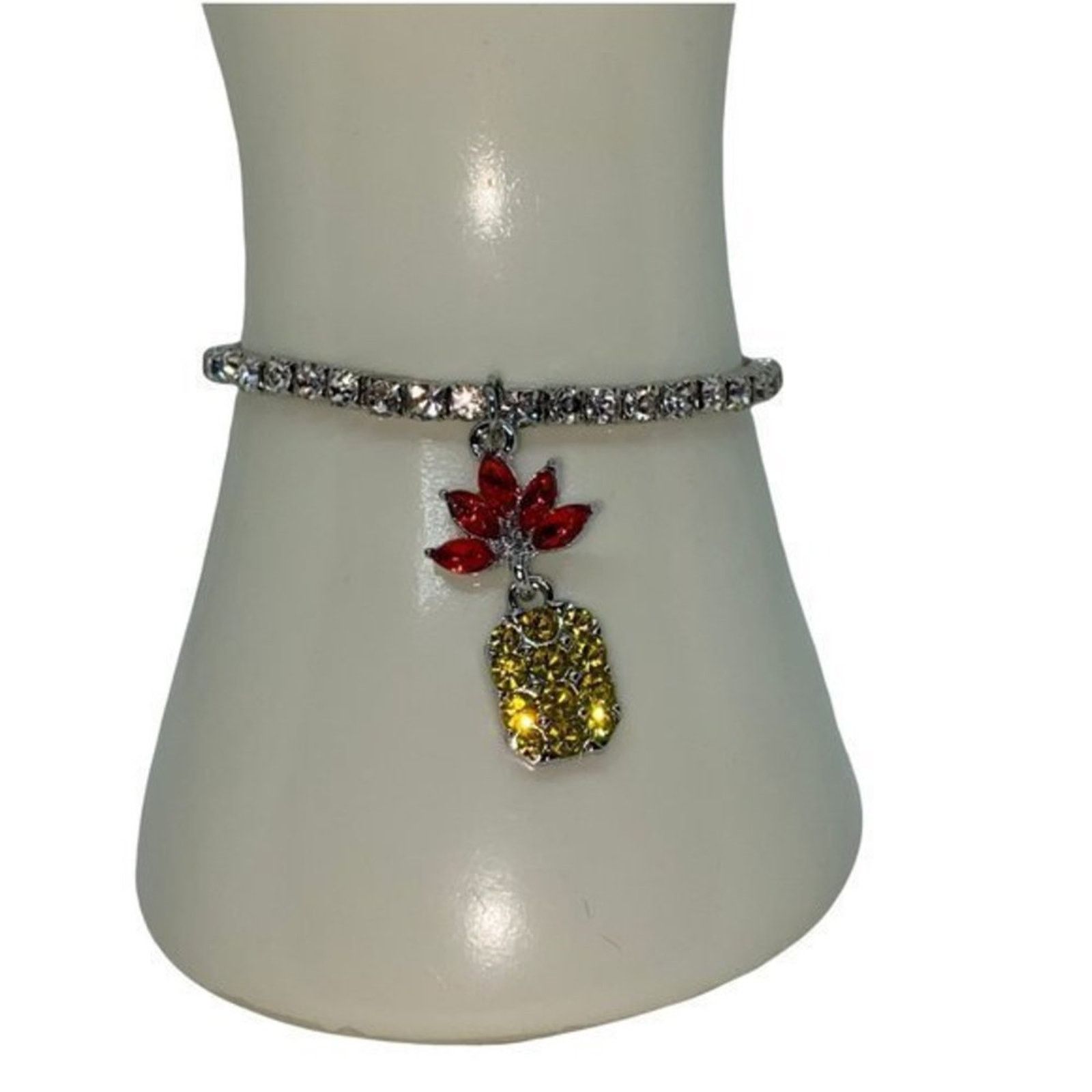 Other NWT Silver-Tone Red Yellow Pineapple Stretch Bracelet Size ONE SIZE - 1 Thumbnail