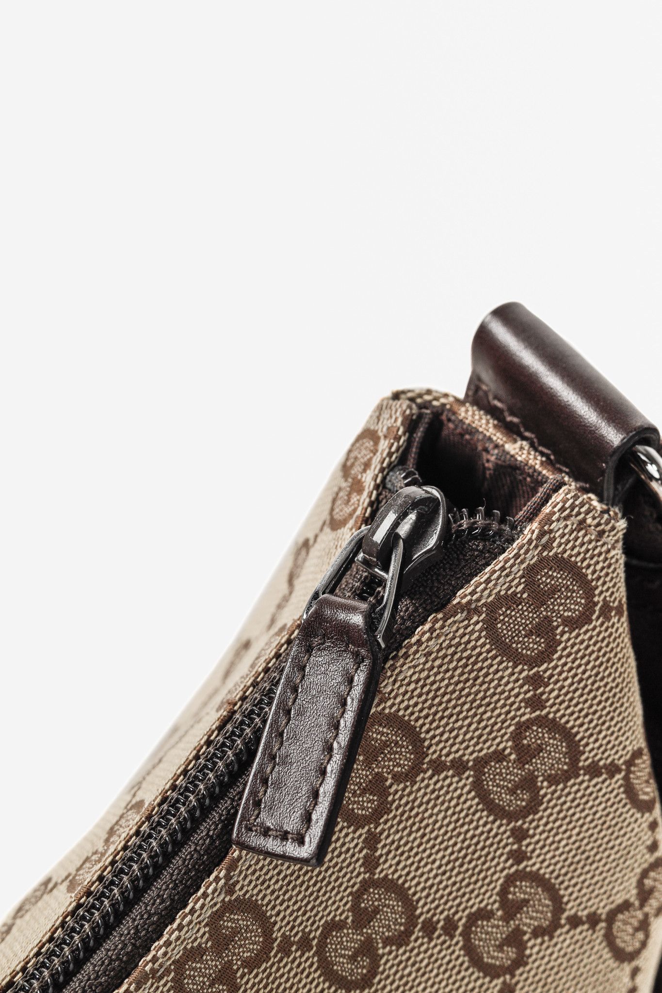 Gucci Gucci GG Monogram Canvas Brown Leather Trim Messenger Bag Size ONE SIZE - 9 Thumbnail