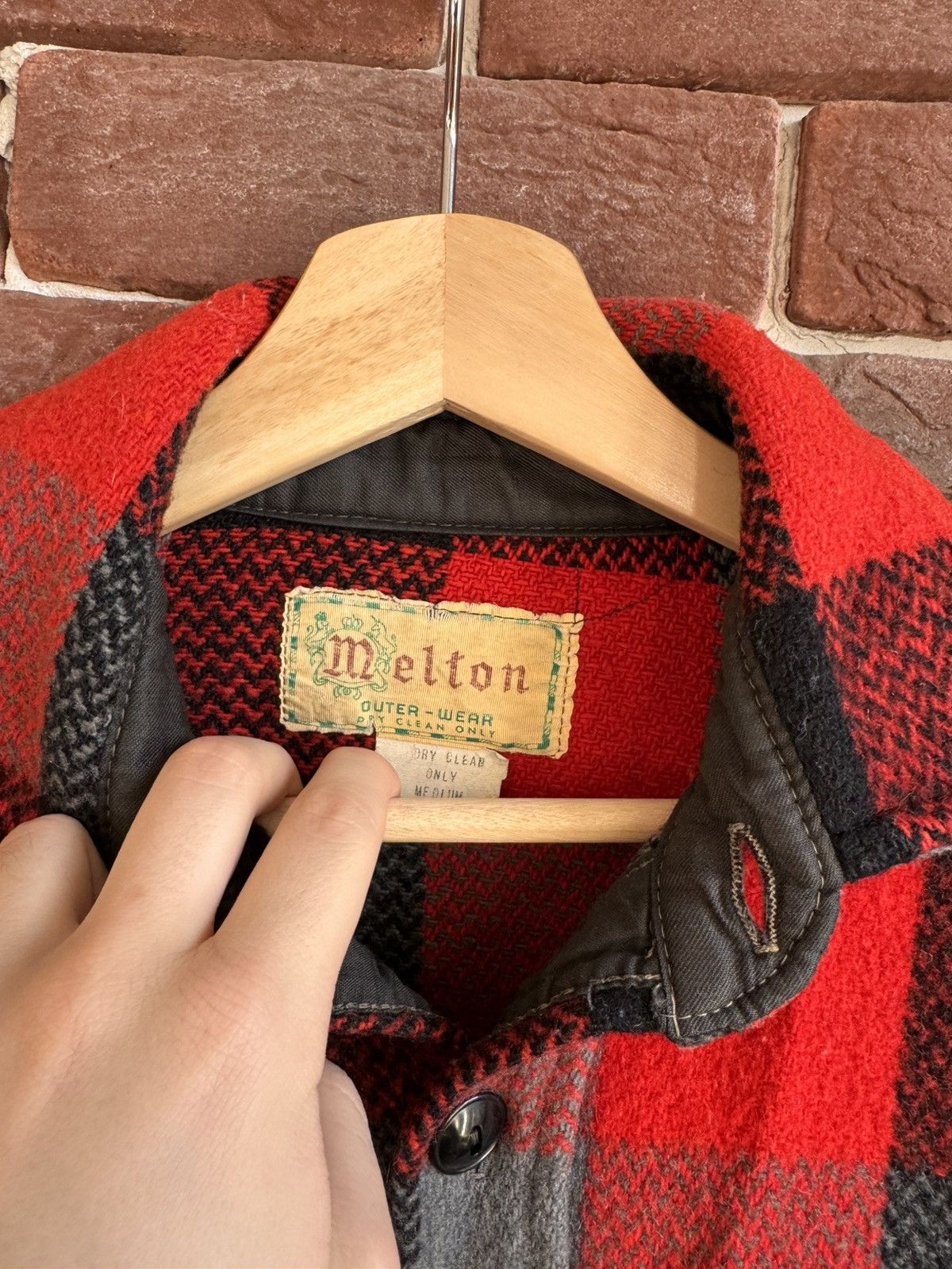 Vintage Vintage melton Wool flannel Red button up shirt motorcycle M Size US M / EU 48-50 / 2 - 4 Thumbnail