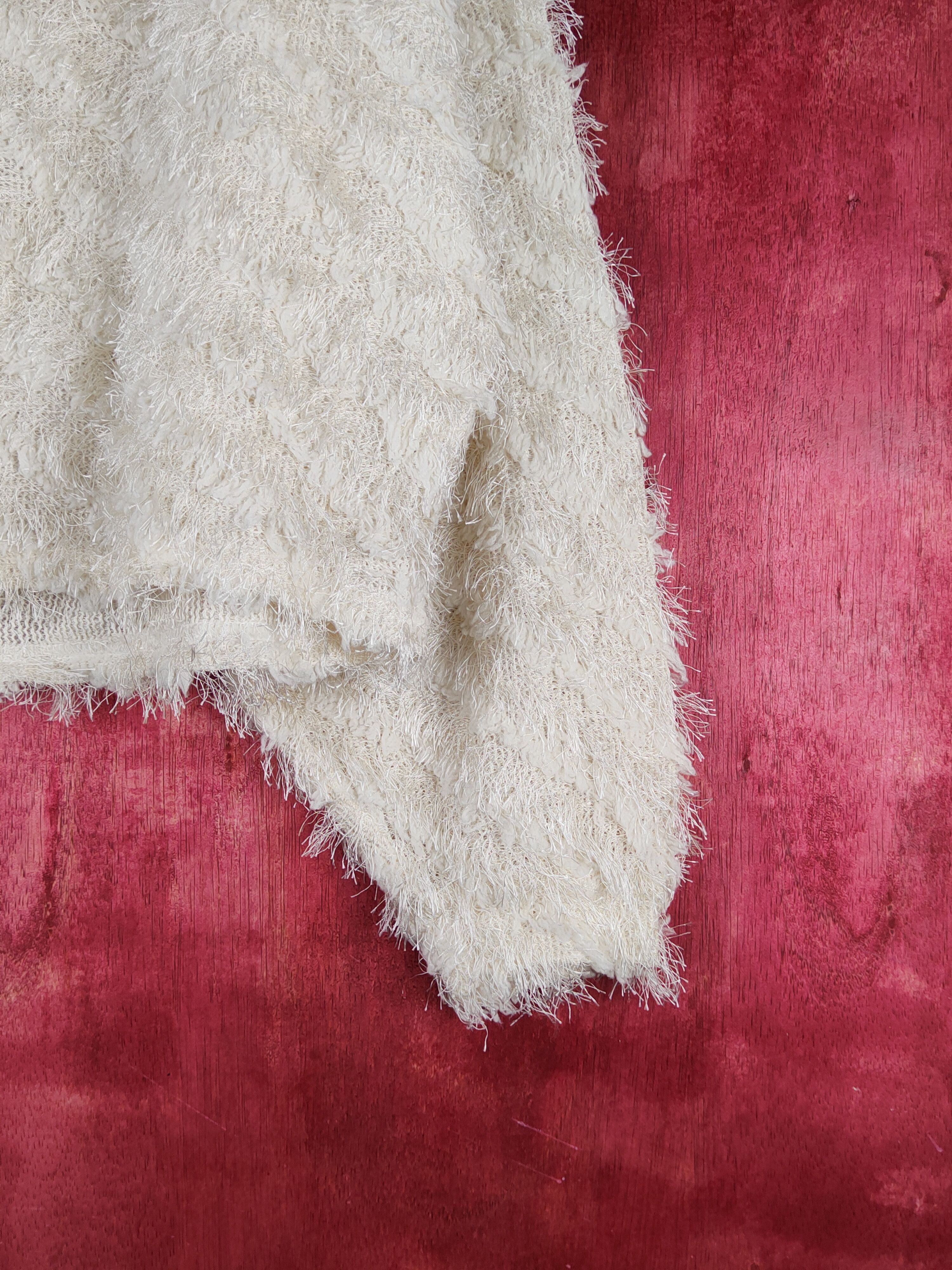 Homespun Knitwear Anzu Cream Shag Shaggy Fur Mohair Knitwear #S1887 Size M / US 6-8 / IT 42-44 - 6 Thumbnail