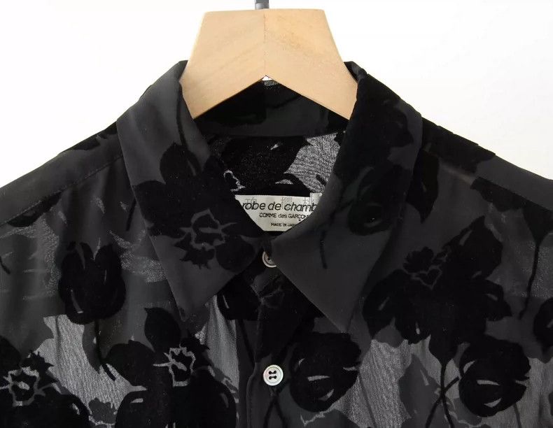Comme des Garcons Comme Des Garcons Flocked flower see-through shirt Size M / US 6-8 / IT 42-44 - 3 Thumbnail
