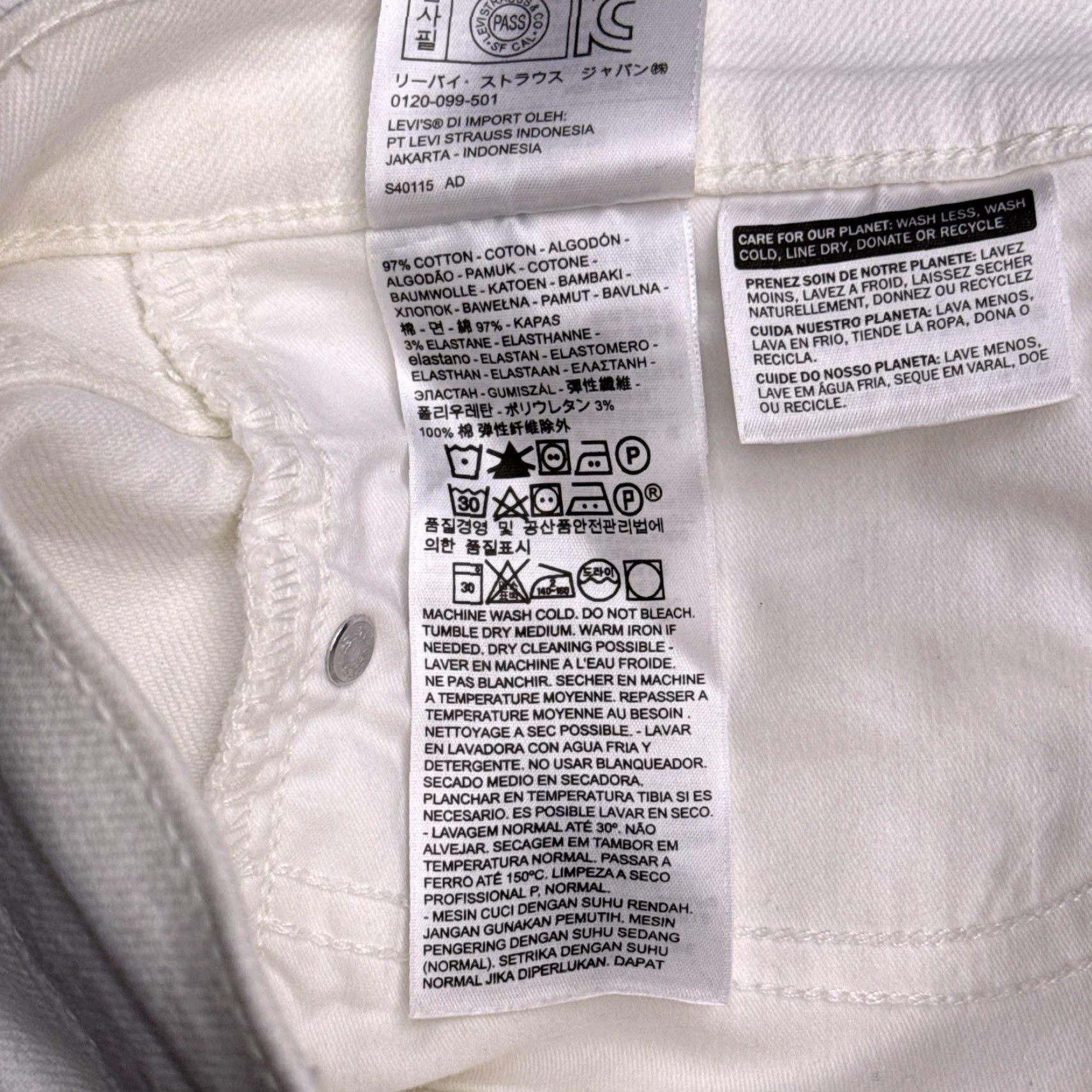 Levi's Levi's 311 Shaping Skinny Jeans Womens 27 White Mid Rise Stretch 27x30 Jeans Size 27" / US 4 / IT 40 - 6 Thumbnail