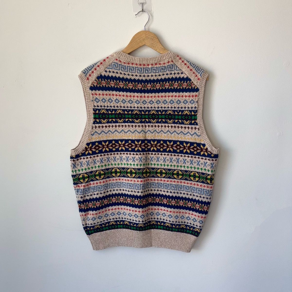 Polo Ralph Lauren Cashmere Linen Blend Fair Isle Sweater Vest V-Neck Size US XL / EU 56 / 4 - 7 Thumbnail