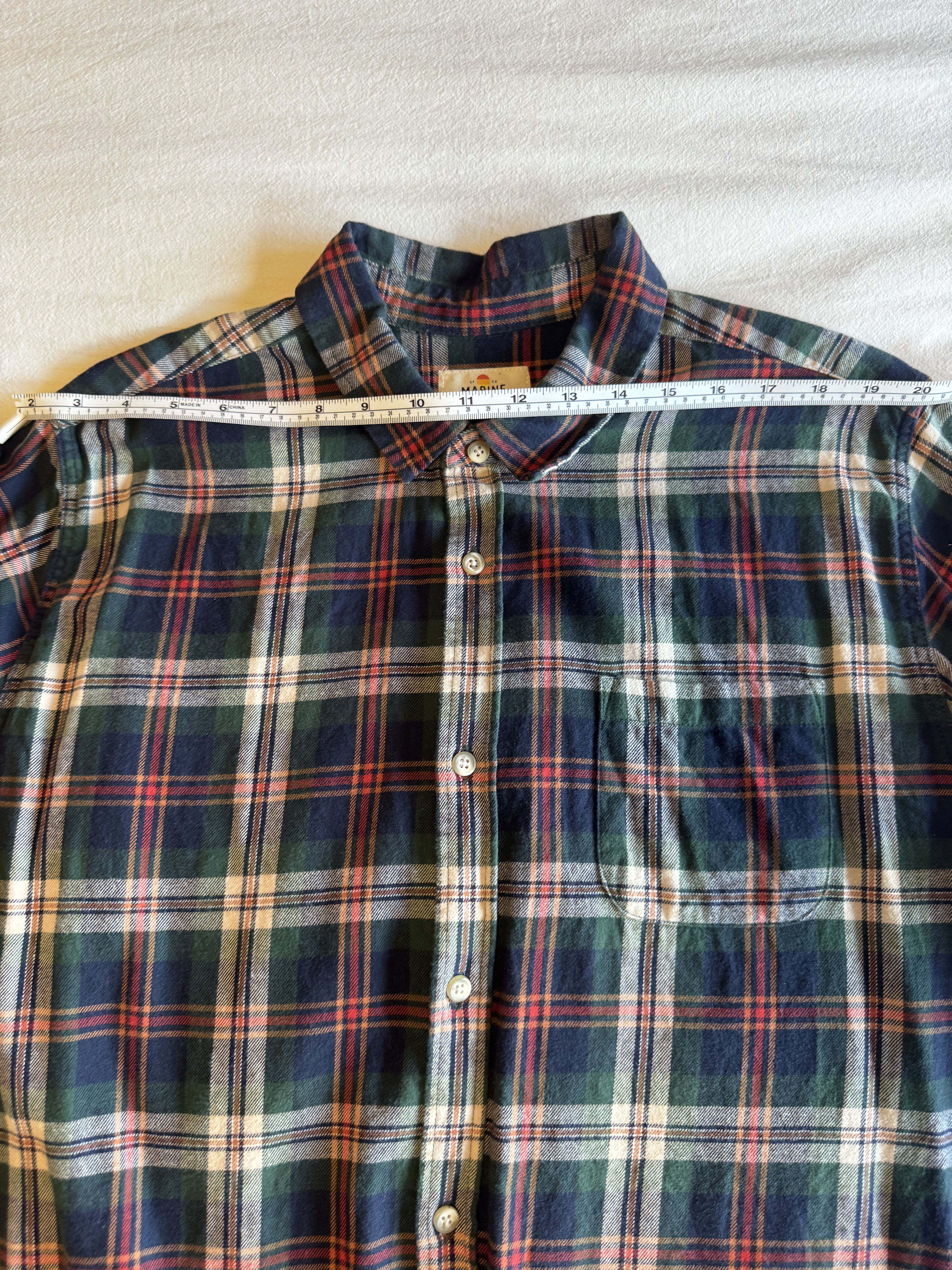 Marine Layer Marine Layer Flannel Button-UpBrushed Plaid Green Navy Red Size US L / EU 52-54 / 3 - 6 Thumbnail