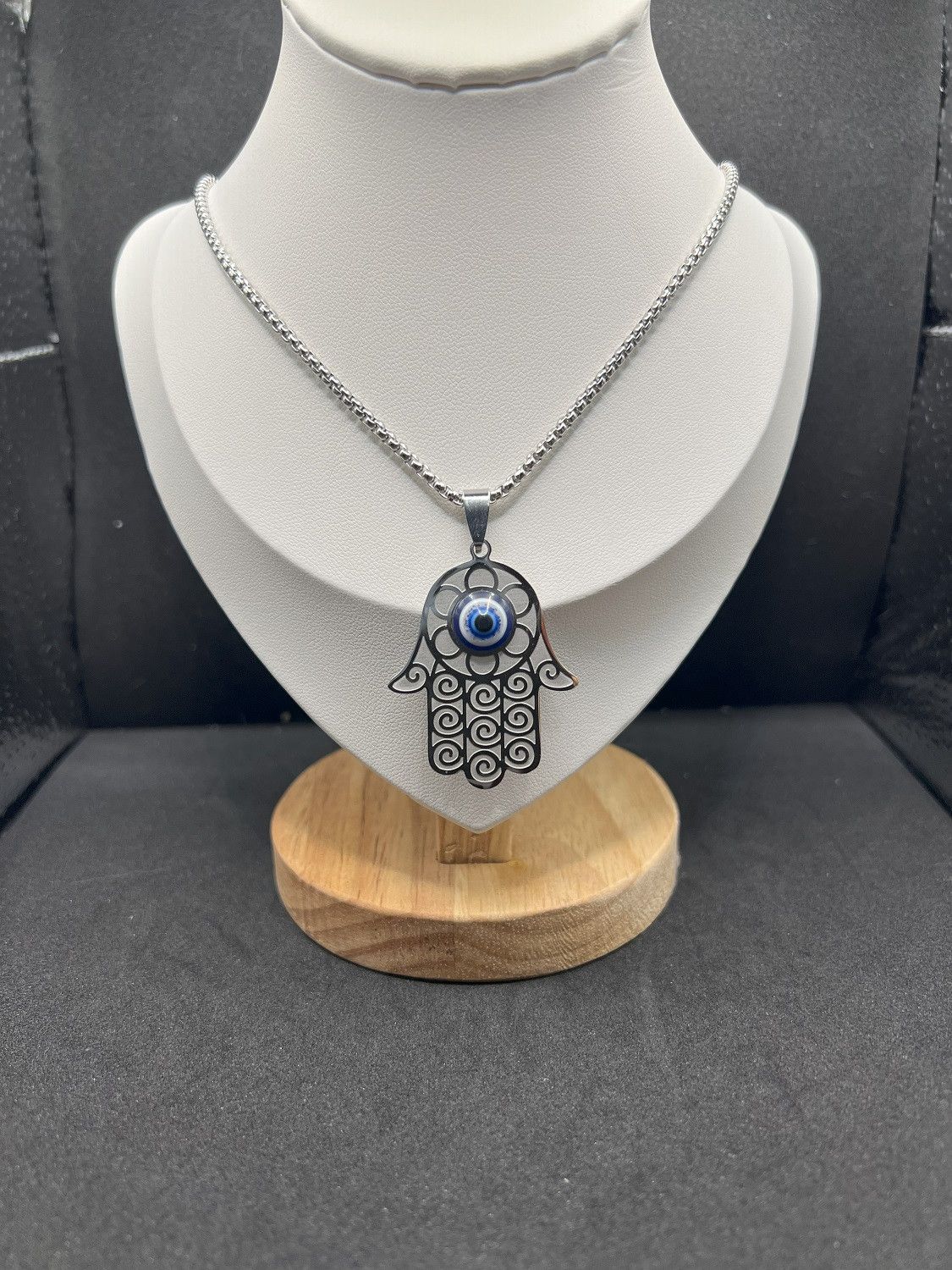 Designer Hamsa evil eye hand silver chain necklace Size ONE SIZE - 1 Thumbnail