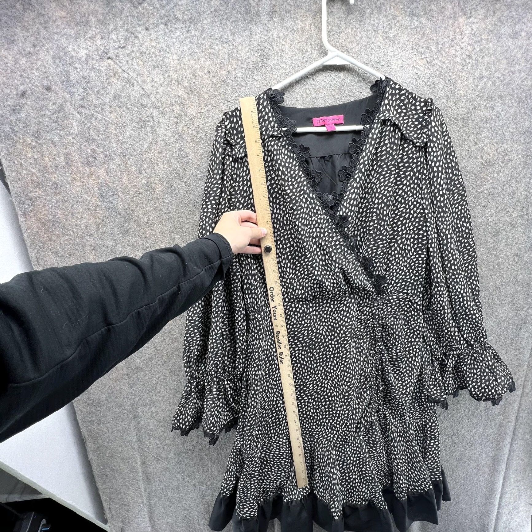 Betsey Johnson Betsey Johnson Dress Womens 12 Black Geometric Ruffle Wrap Long Sleeve Mini Party/Cocktail Casual Size XL / US 12-14 / IT 48-50 - 4 Thumbnail