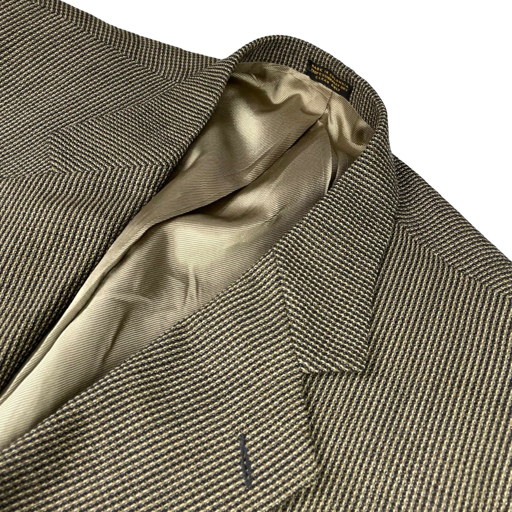Oscar De La Renta VINTAGE Oscar de la Renta Men’s 100% Wool 3-Button Blazer Jacket Brown Beige Navy 48R Mens Blazer Size 48R - 2 Thumbnail