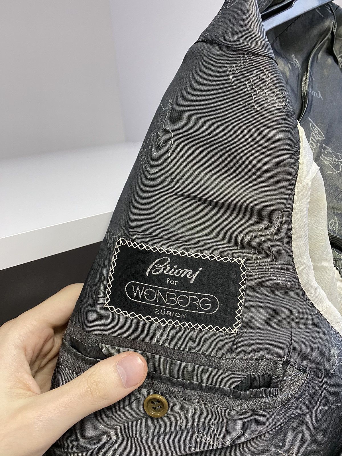 Brioni × Designer × Vintage Vintage Brioni Luxury Old Money Style Gray Blazer Size 54R - 8 Thumbnail