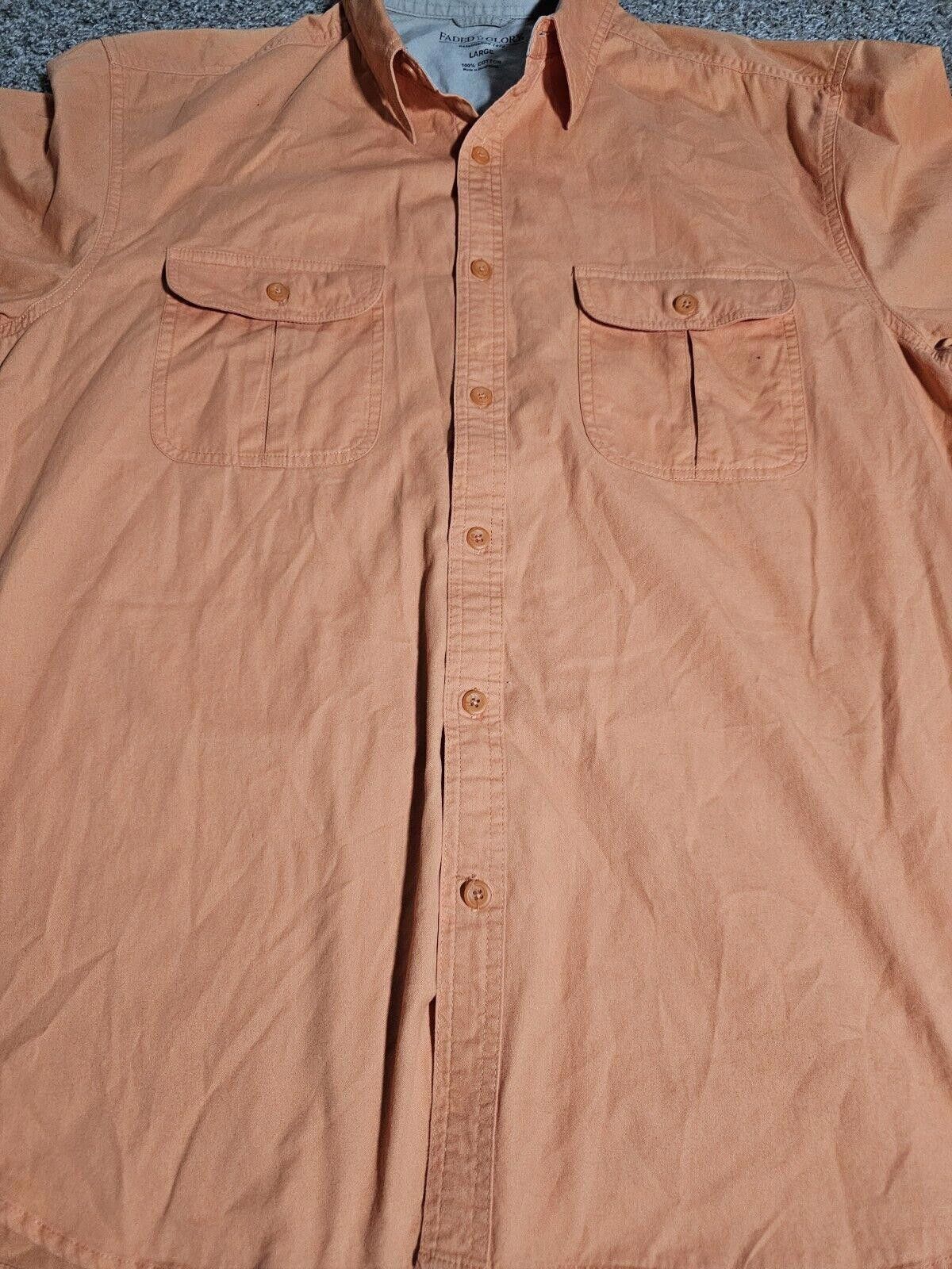 Faded Glory Faded Glory Authentic Men L Orange Button Short Sleeve shirt Size US L / EU 52-54 / 3 - 2 Thumbnail