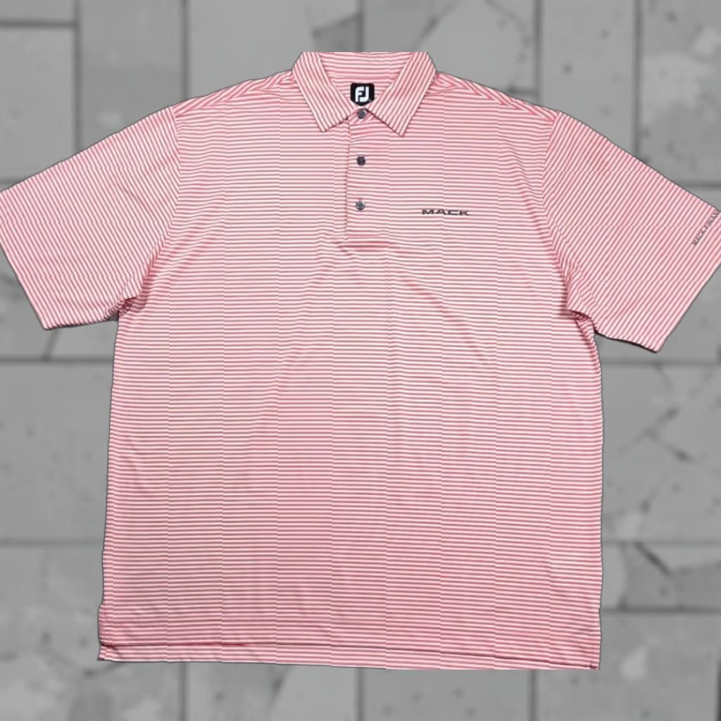 Footjoy FootJoy FJ Performance Polo Shirt Men Short Sleeve 2XL Pink White Mack Truck Logo Polo Size US XXL / EU 58 / 5 - 1 Thumbnail