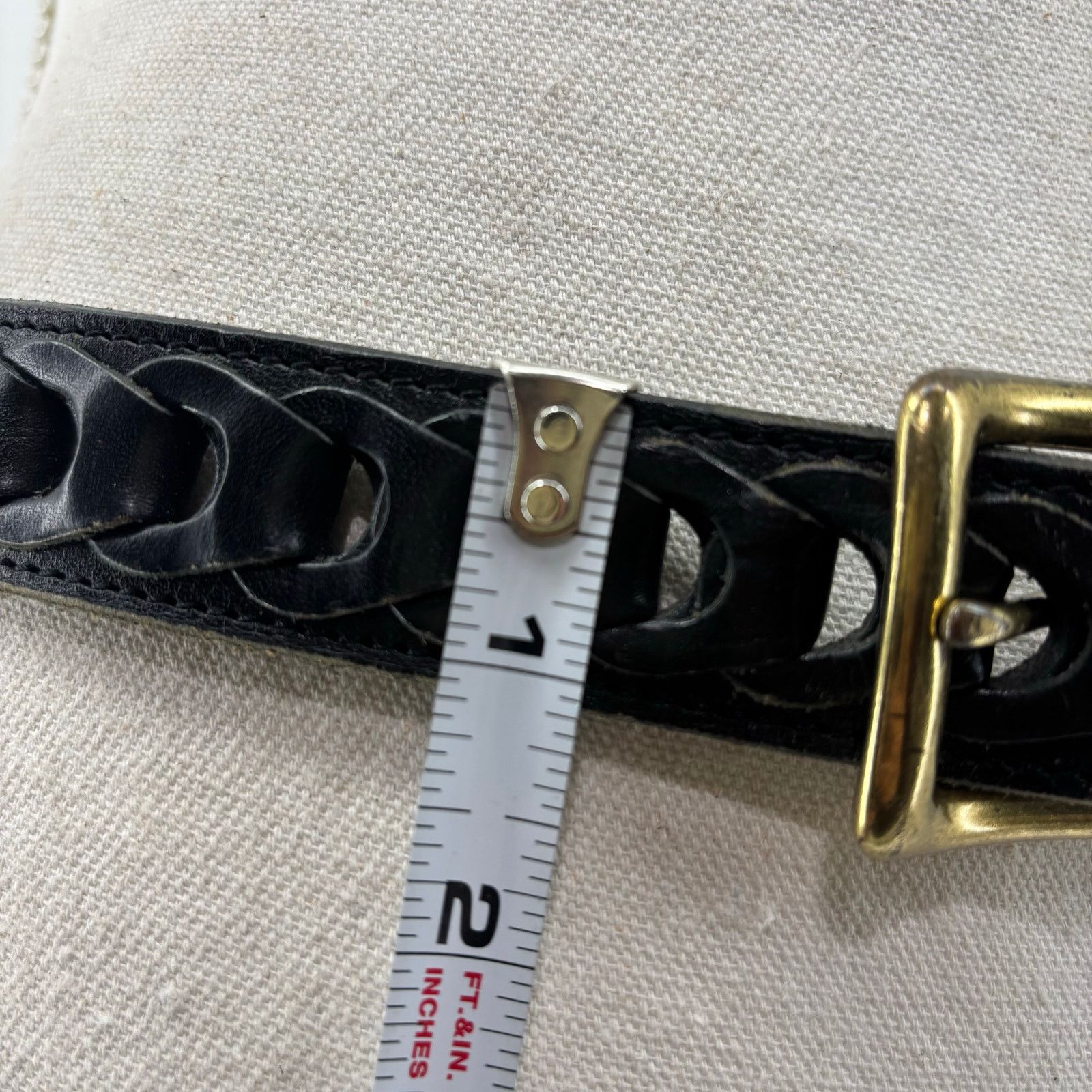 Other Men's Black Size 38 Genuine Leather Belt Casual Links Gold Size 38 - 2 Thumbnail