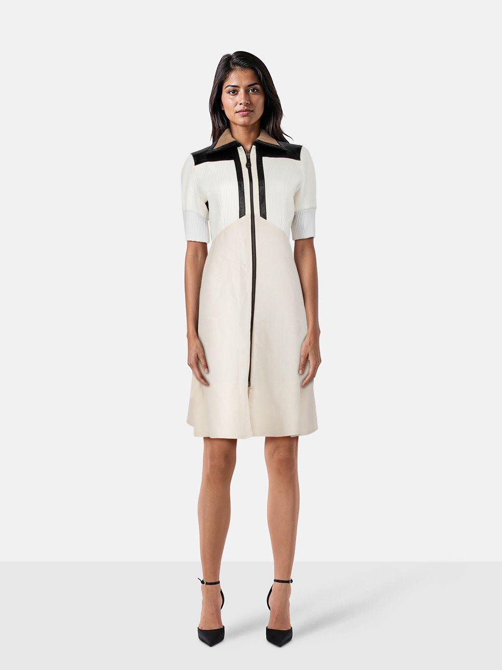 F/W14 Ribbed Zipped Panelled Dress