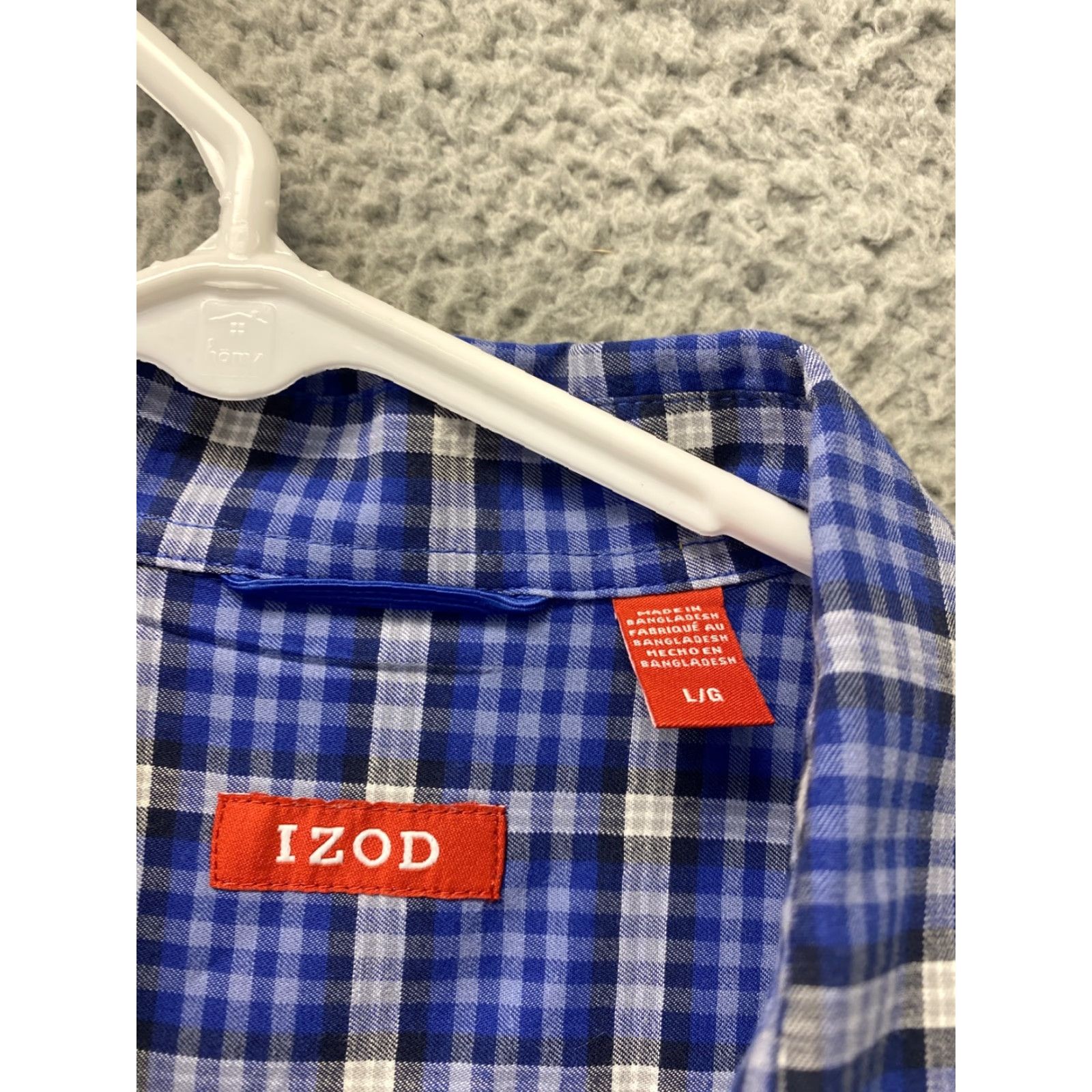 Izod VINTAGE Izod Shirt Mens Large Blue Plaid Oxford Cotton Spandex Casual Business Shirt Mens L Size US L / EU 52-54 / 3 - 3 Thumbnail