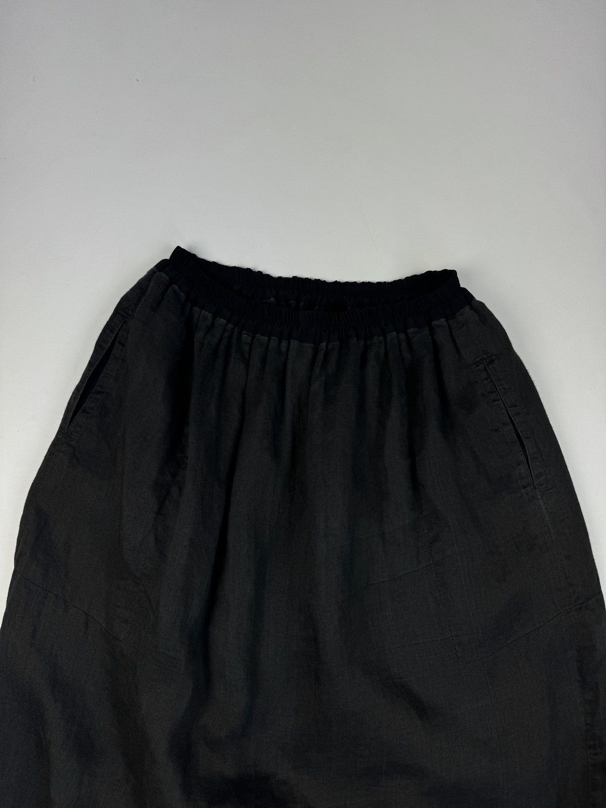 Designer × Vintage CHRISTA DE CAROUGE Avant Garde Vintage Linen Skirt Pockets Size 34" / US 12 / IT 48 - 13 Thumbnail