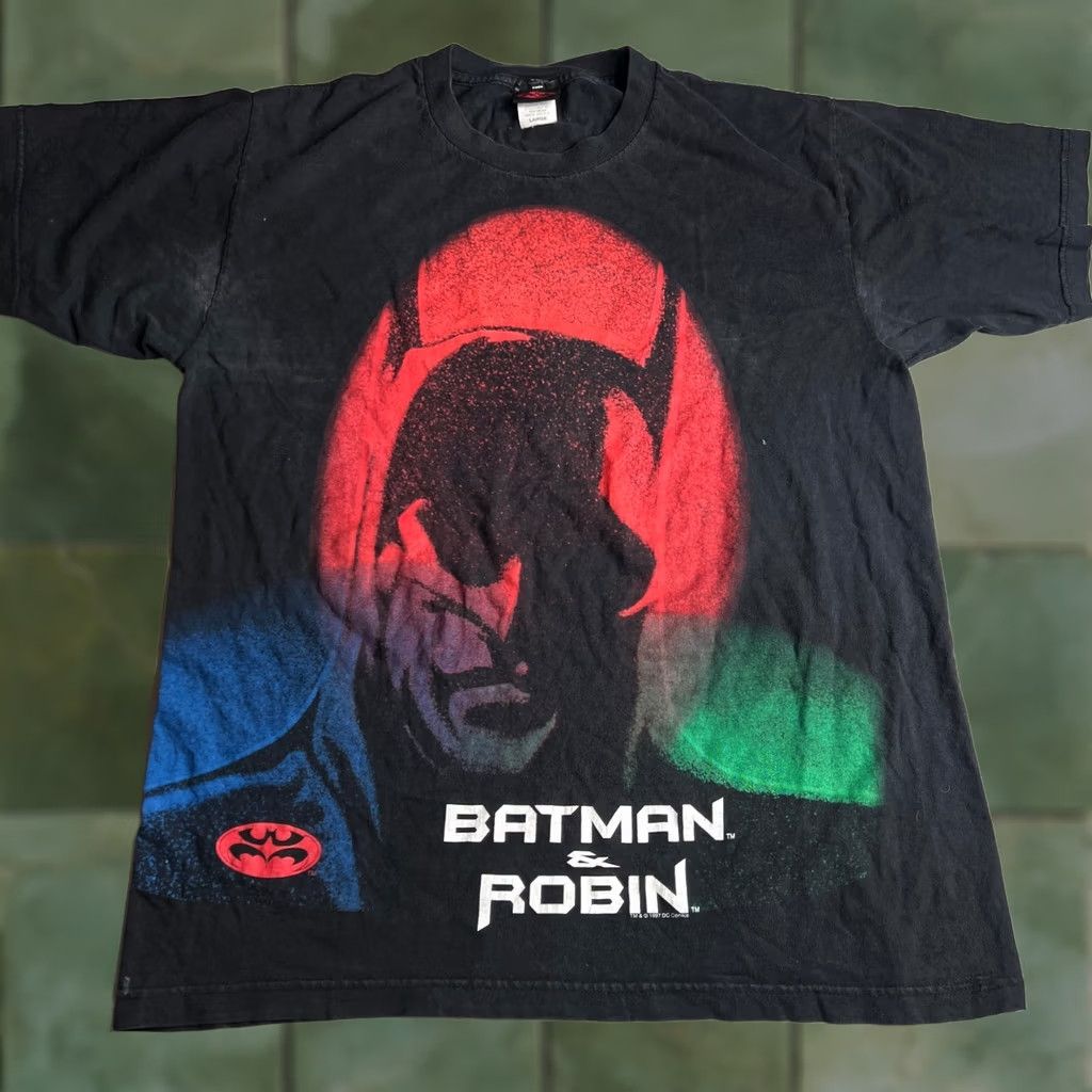DC Comics VINTAGE Batman & Robin Movie Tee L DC Comics Black Single Stitch Shirt Men 1997 Size US L / EU 52-54 / 3 - 1 Thumbnail