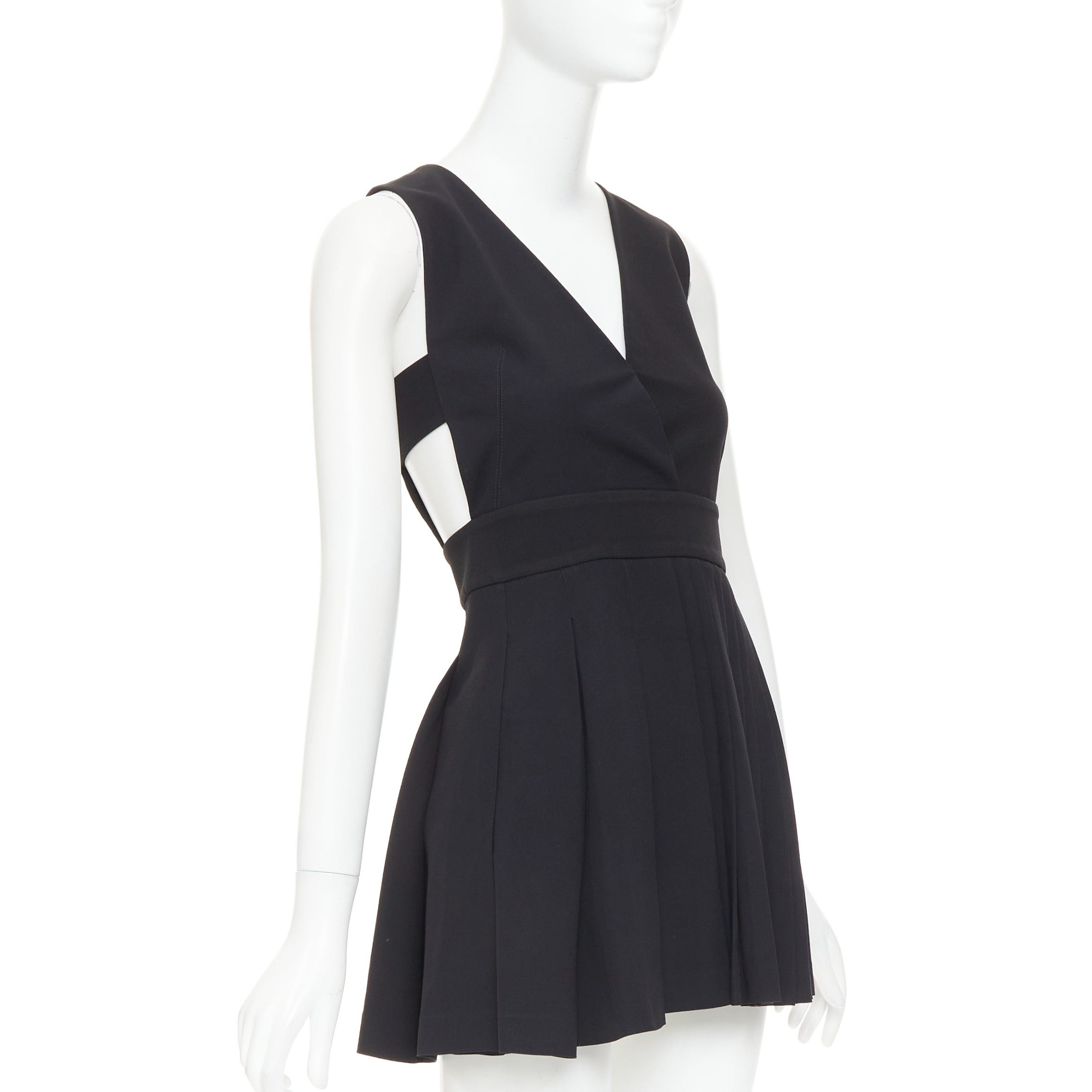 Other FAUSTO PUGLISI black crepe multi pleated cut out V neck mini dress IT38 XS Size XS / US 0-2 / IT 36-38 - 1 Thumbnail