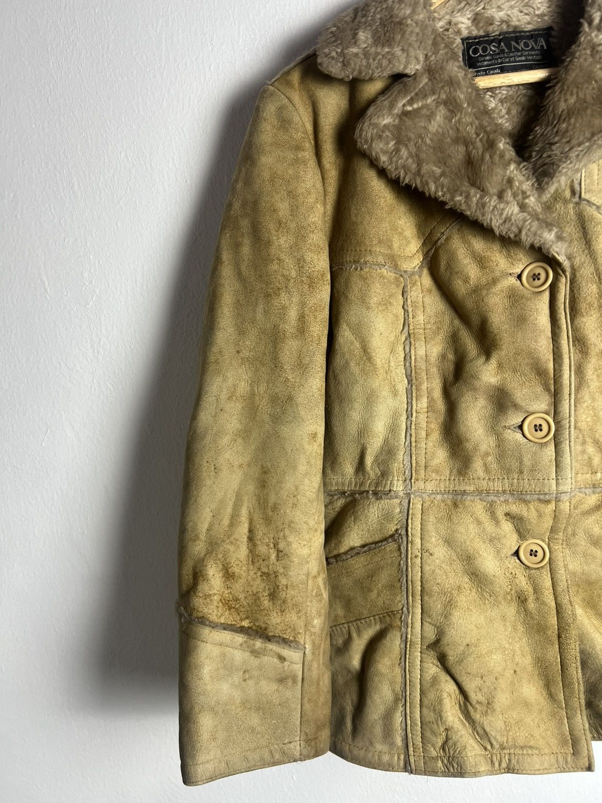 Vintage Vintage 70s Cosa Nova Tan Leather Suede Faux Fur Jacket Size US M / EU 48-50 / 2 - 5 Thumbnail
