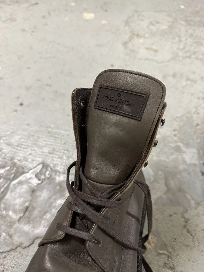 Louis Vuitton Egon Ankle Combat Grey Leather Boots