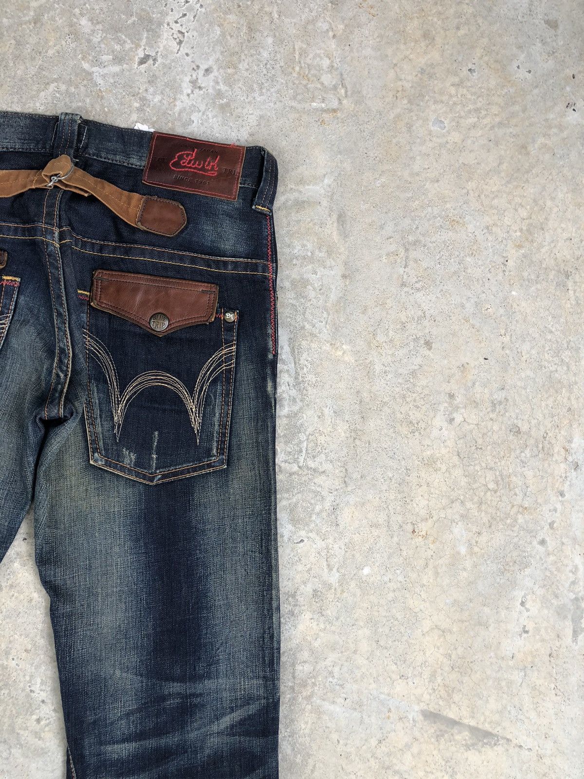 If Six Was Nine Japanese Edwin Blue Trip Flared Jeans Distressed Jeans Size US 32 / EU 48 - 10 Thumbnail