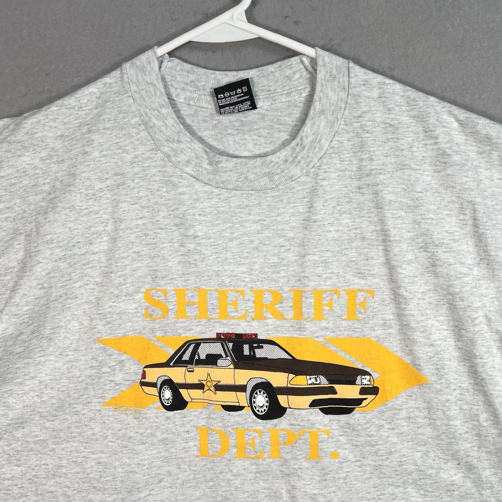 Fruit Of The Loom VINTAGE Ford Mustang Police Car Sheriff Dept T Shirt Adult XL Gray Mens 90s Graphic Tee Size US XL / EU 56 / 4 - 2 Thumbnail