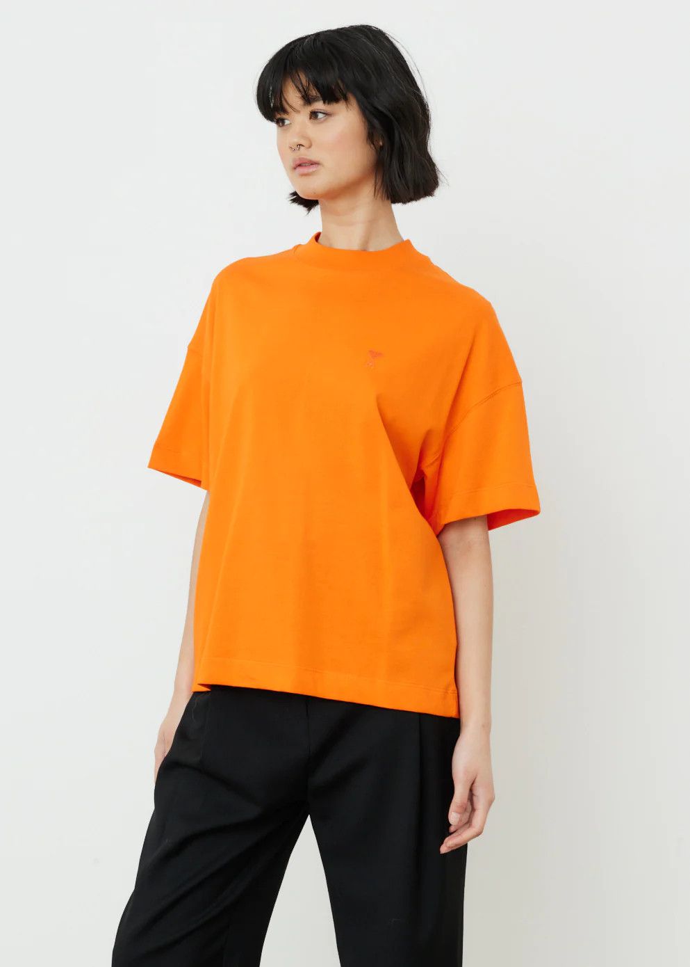 AMI Orange Ami De Couer Logo Oversized T-Shirt Size XS / US 0-2 / IT 36-38 - 1 Thumbnail