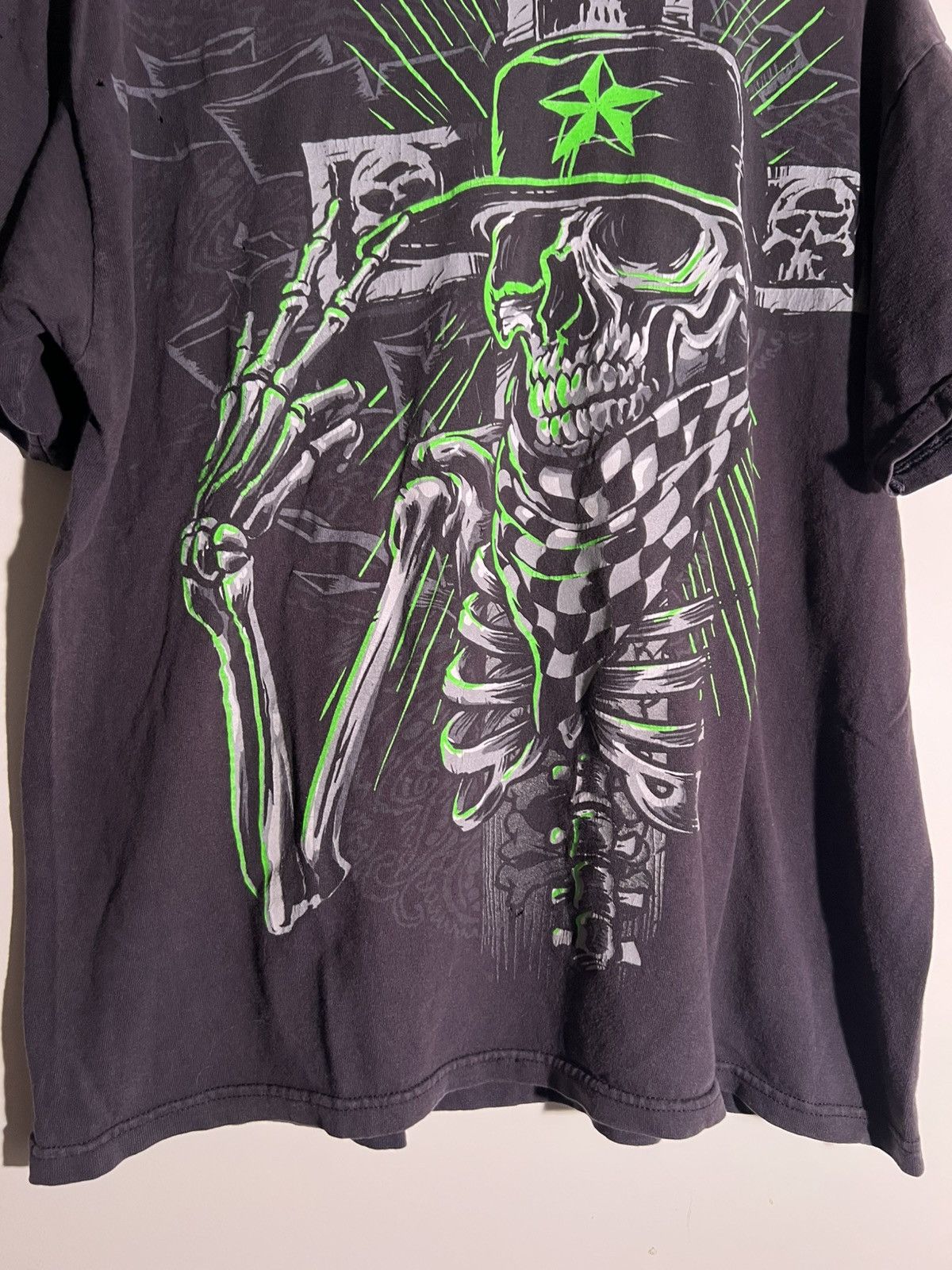 Vintage Y2K 2000’s VTG Vintage Skeleton Cross Gangster Retro T Shirt Size US XL / EU 56 / 4 - 3 Thumbnail