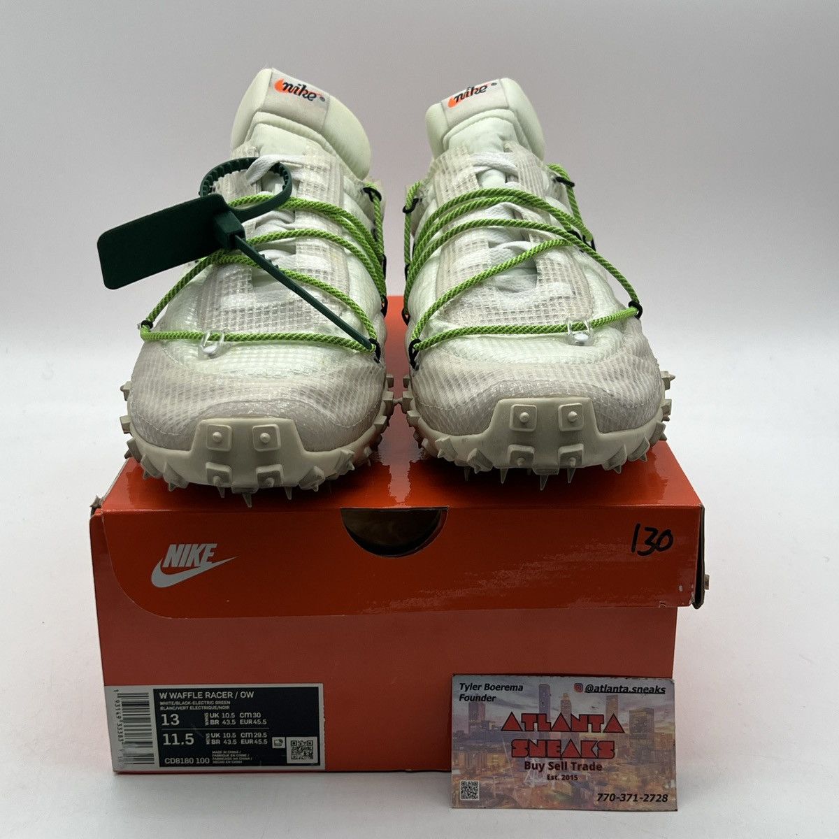 Nike Off white x Wmns waffle racer electric green Size US 13 / EU 46 - 2 Thumbnail