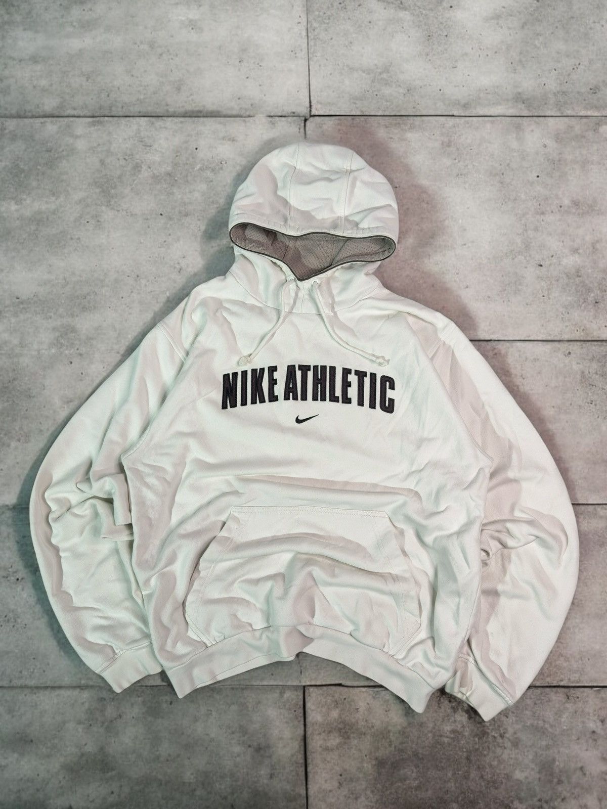 Nike Vintage Nike Athletic white hoodie spellout logo boxy 90s Size US XL / EU 56 / 4 - 1 Thumbnail