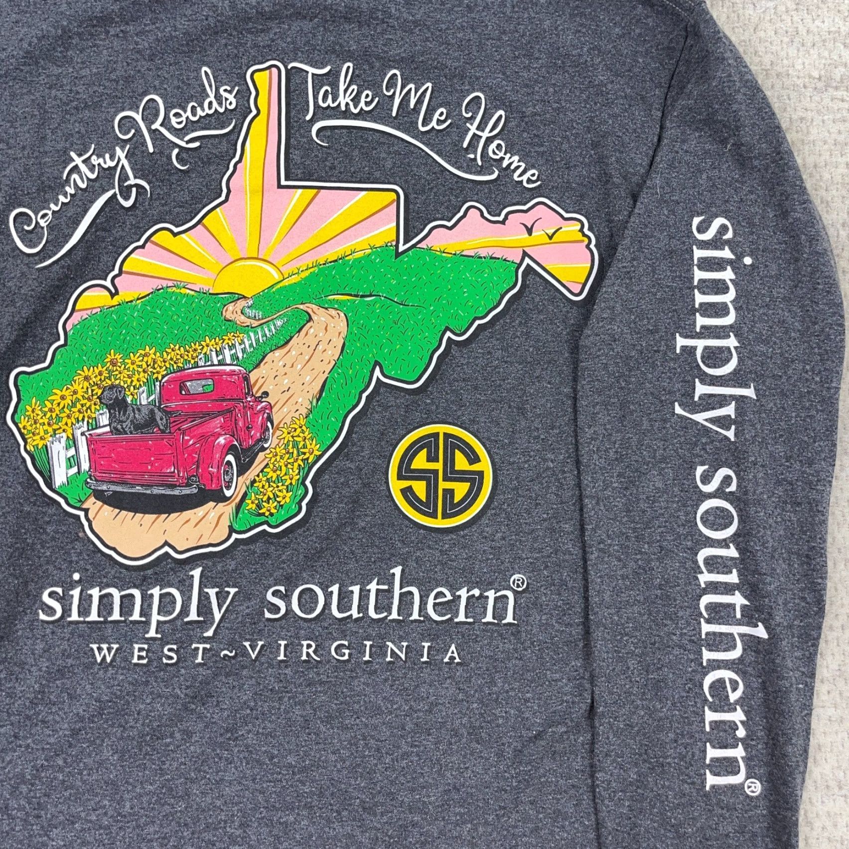 Country Road Simply Southern Gray Long Sleeve Shirt Women Medium Country Roads Vintage Tee Size M / US 6-8 / IT 42-44 - 3 Thumbnail