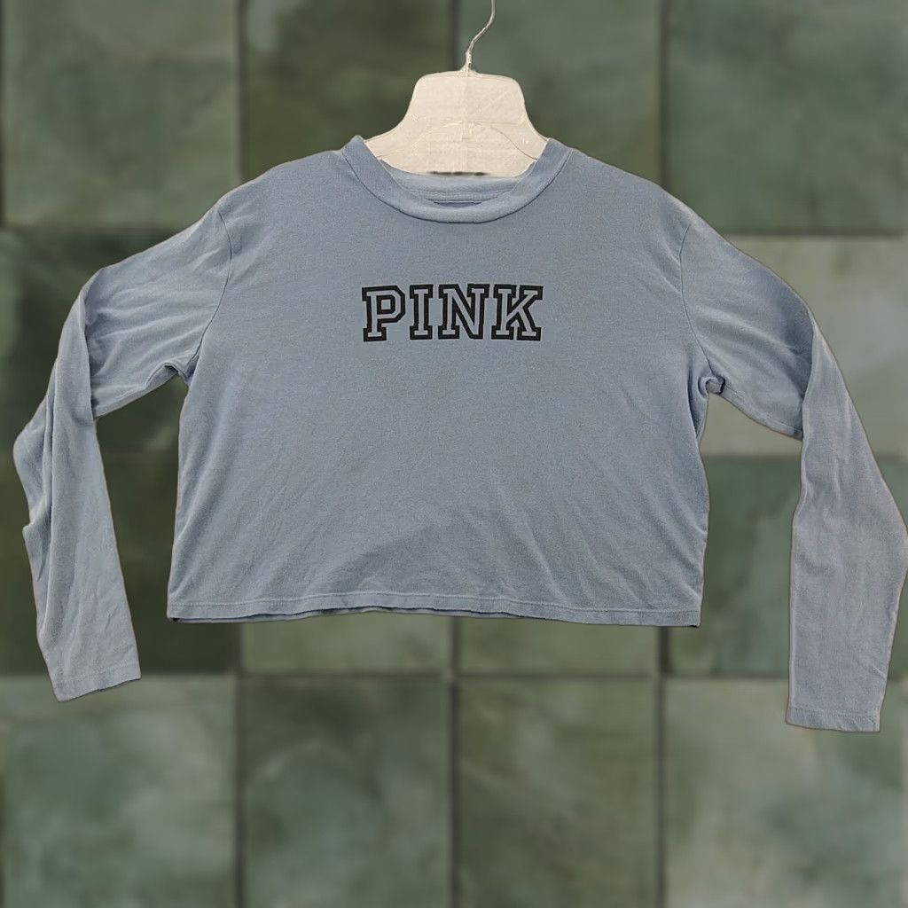 Vintage Victoria Secret VS PINK Shirt Women Sz Small Long Sleeve T Shirt Center Logo Blue Size S / US 4 / IT 40 - 1 Thumbnail