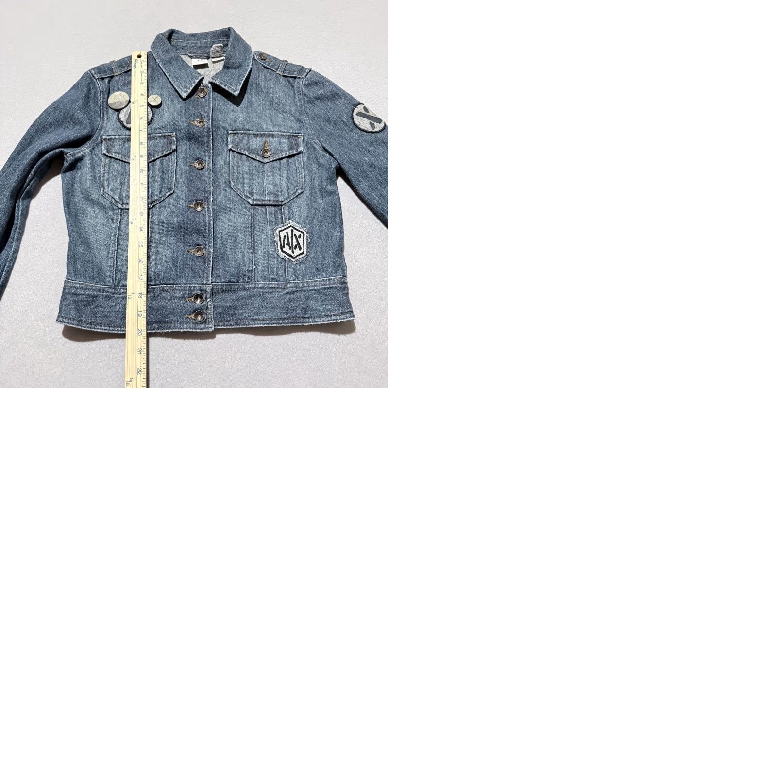 Armani Exchange Armani Exchange Jacket Blue Women's Large Denim Trucker Collared Patchwork/Logo Button Vintage? No Size L / US 10 / IT 46 - 9 Thumbnail