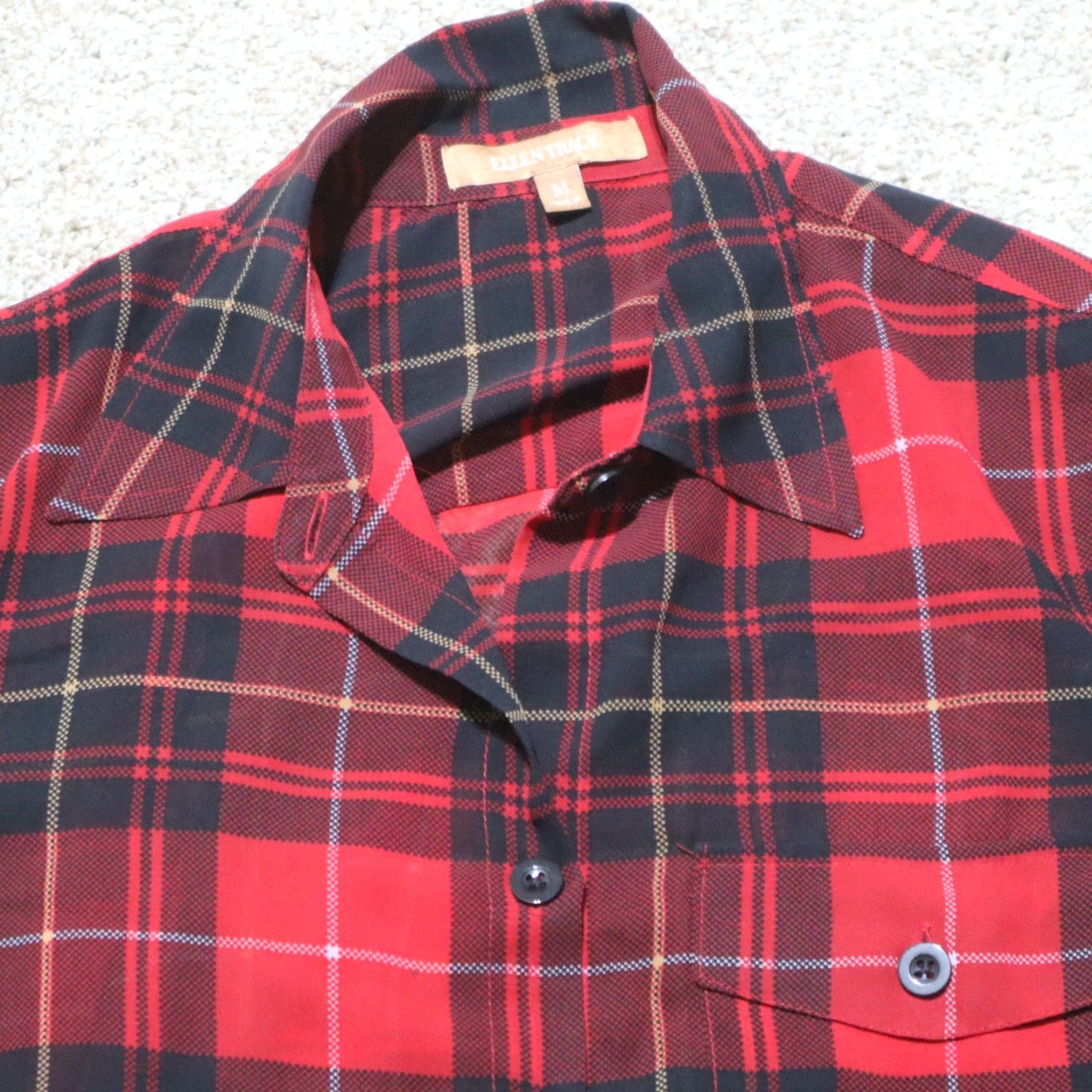 Ellen Tracy Ellen Tracy Red Plaid Sheer Button Down Women's Size M Medium Size M / US 6-8 / IT 42-44 - 2 Thumbnail