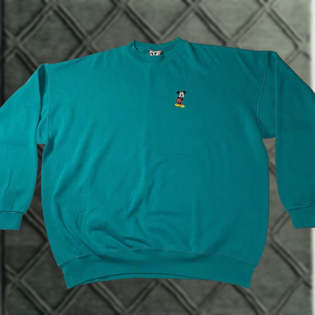 Disney VINTAGE Disney Designs Sweatshirt 2XL Unisex Adults Embroidered Mickey Green USA Made 90s RARE Size US XXL / EU 58 / 5 - 1 Thumbnail