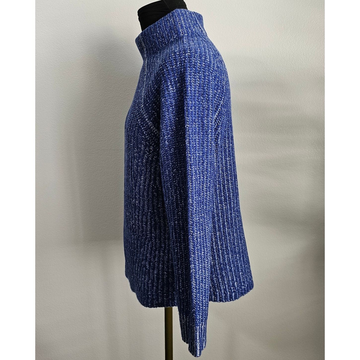 White + Warren EUC WHITE + WARREN Cashmere Blue/White Mock Neck Sweater XS Size XS / US 0-2 / IT 36-38 - 2 Thumbnail