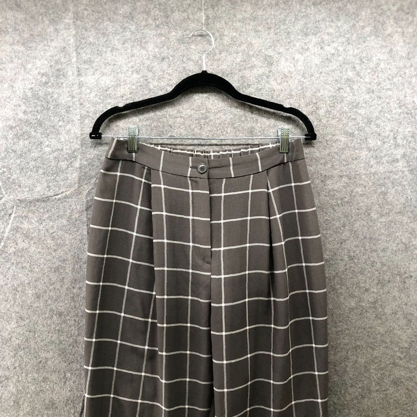 H&M H&M High Waisted Wide Leg Dress Pants Womens 10 Gray Plaid Pleated Relaxed Wide-Leg Pants Dress Pants Mens? Size 32" / US 10 / IT 46 - 3 Thumbnail