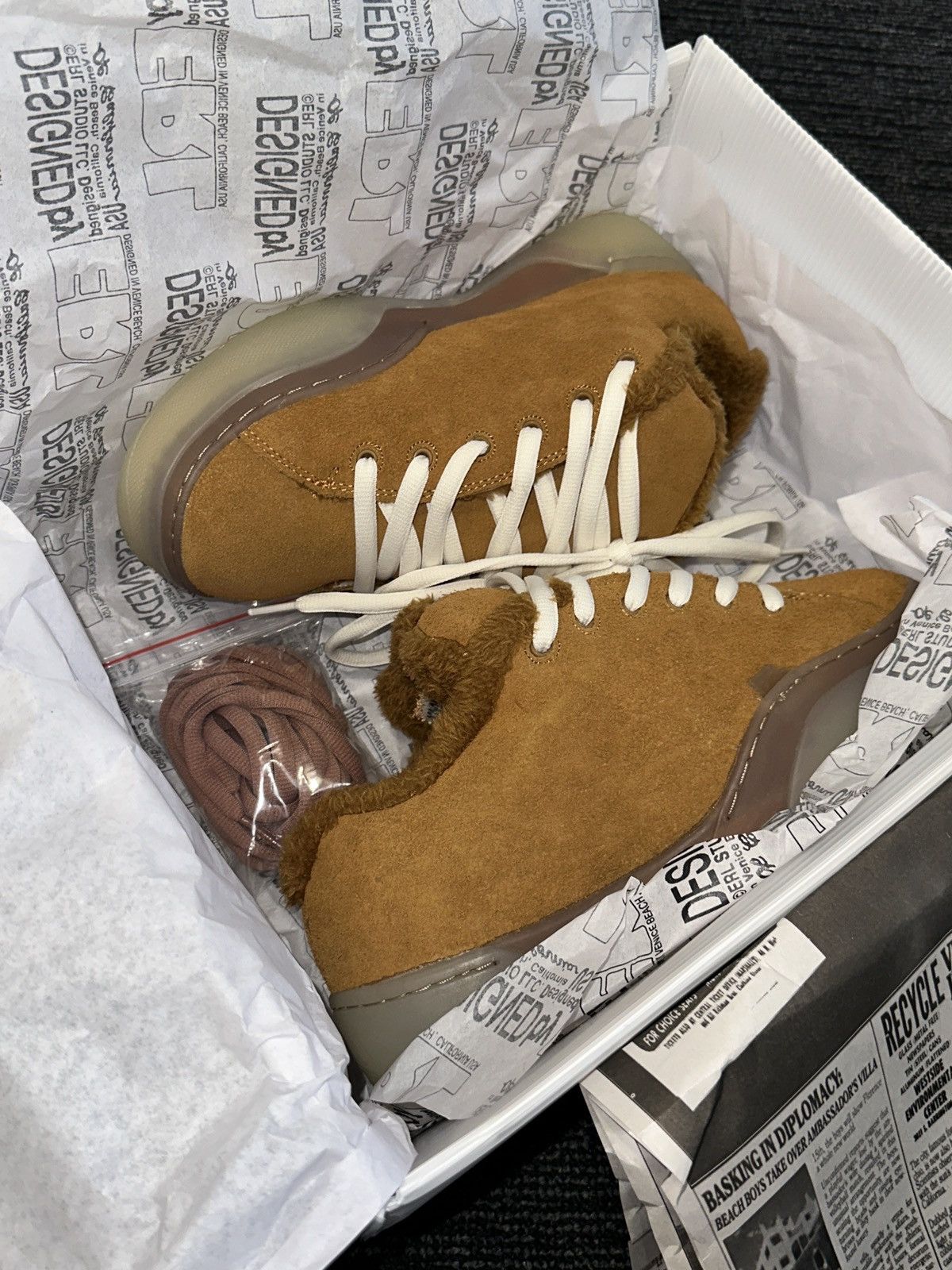 image of Erl Fur Shoes in Brown, Men's (Size 7)
