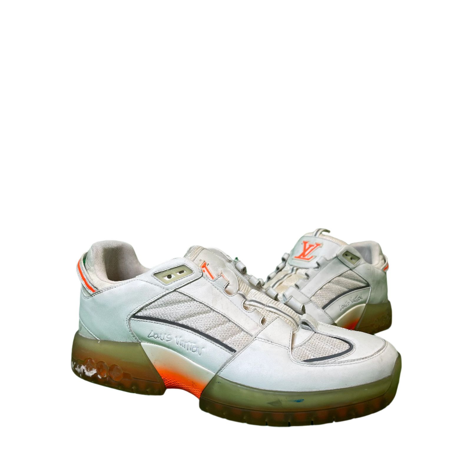 Louis Vuitton LV Monogram White & Orange Sneaker Size US 10 / IT 40 - 2 Thumbnail
