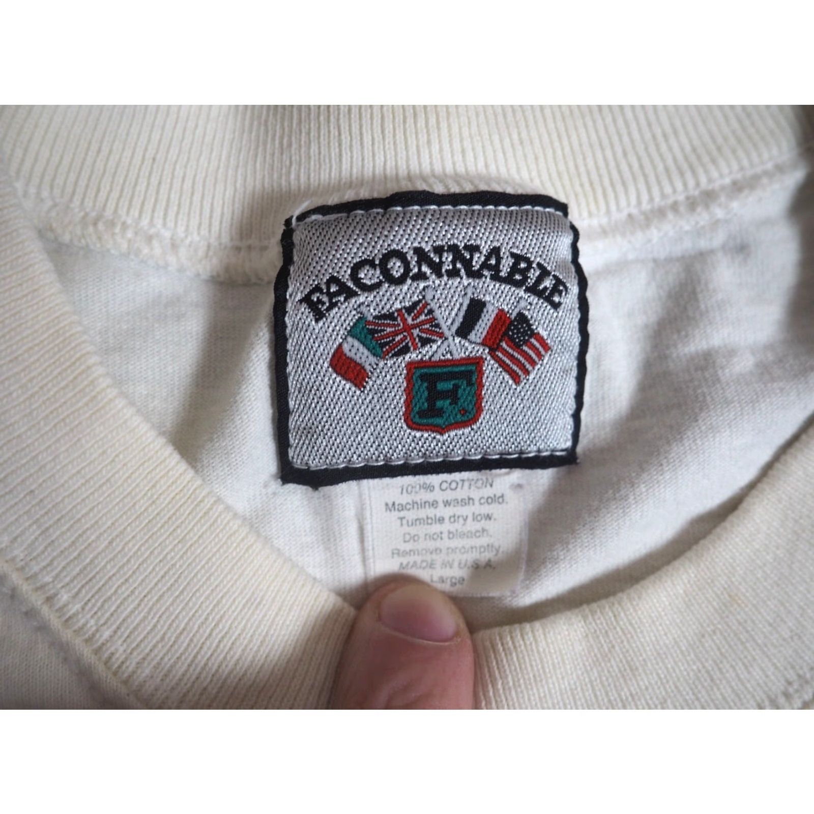 Faconnable VTG 90s Faconnable Aviron Club Sailing USA Distress White Logo Tee T-Shirt Men L Size US L / EU 52-54 / 3 - 6 Thumbnail
