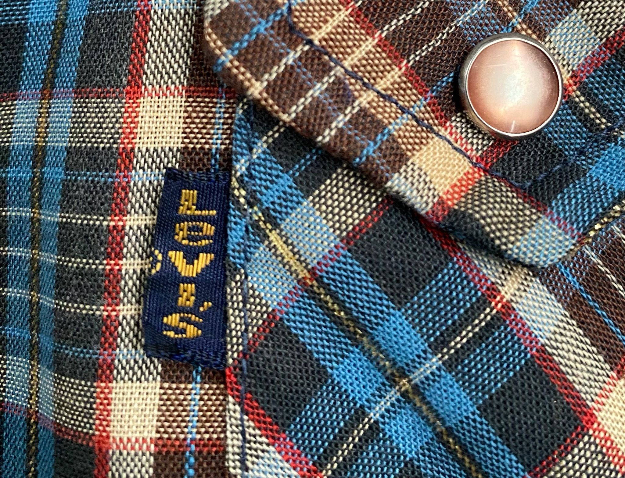Levi's 70’s Levi’s Western Plaid Brown Teal Pearl Snap Shirt Small Size US S / EU 44-46 / 1 - 3 Thumbnail