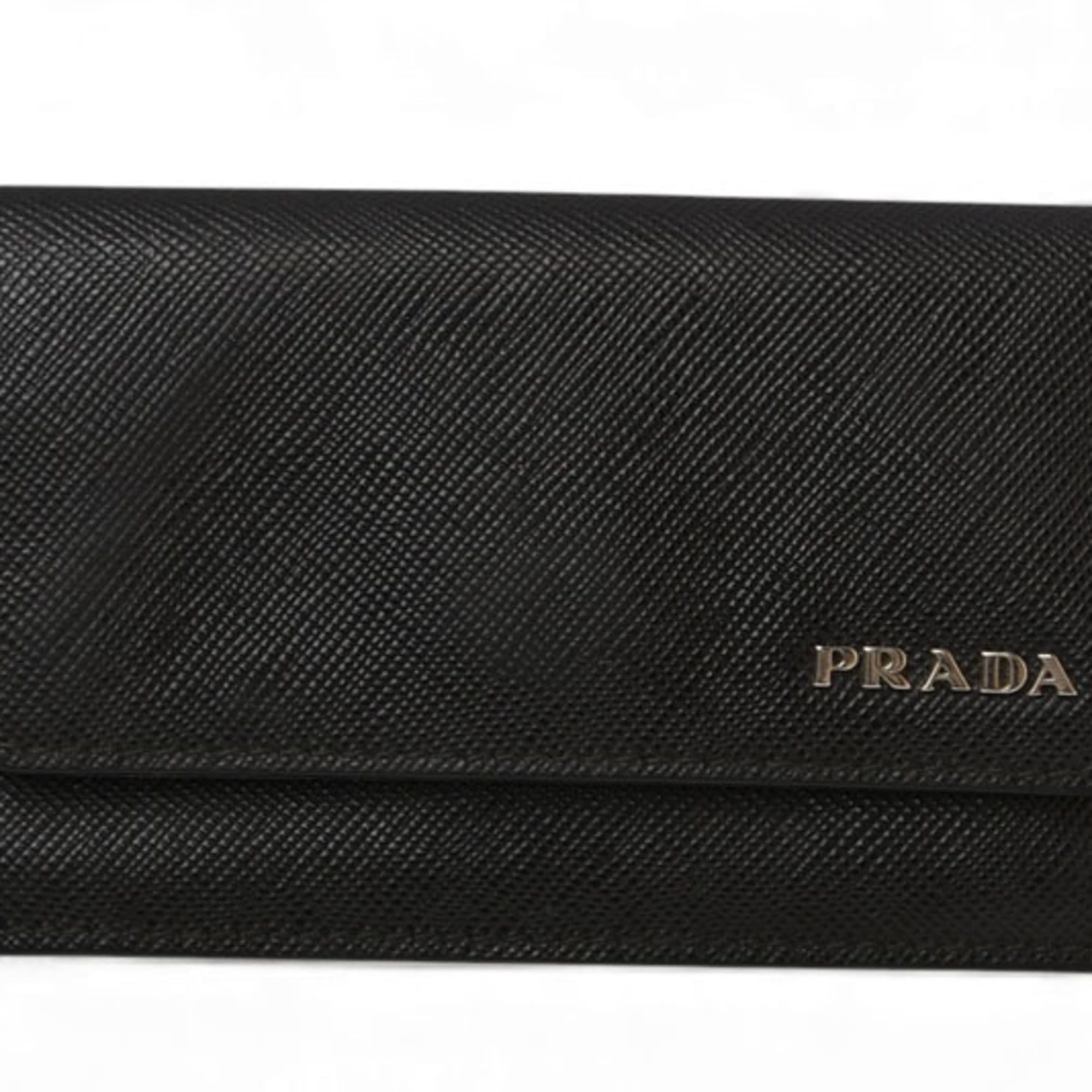 Prada card case coin business holder PRADA leather NERO black