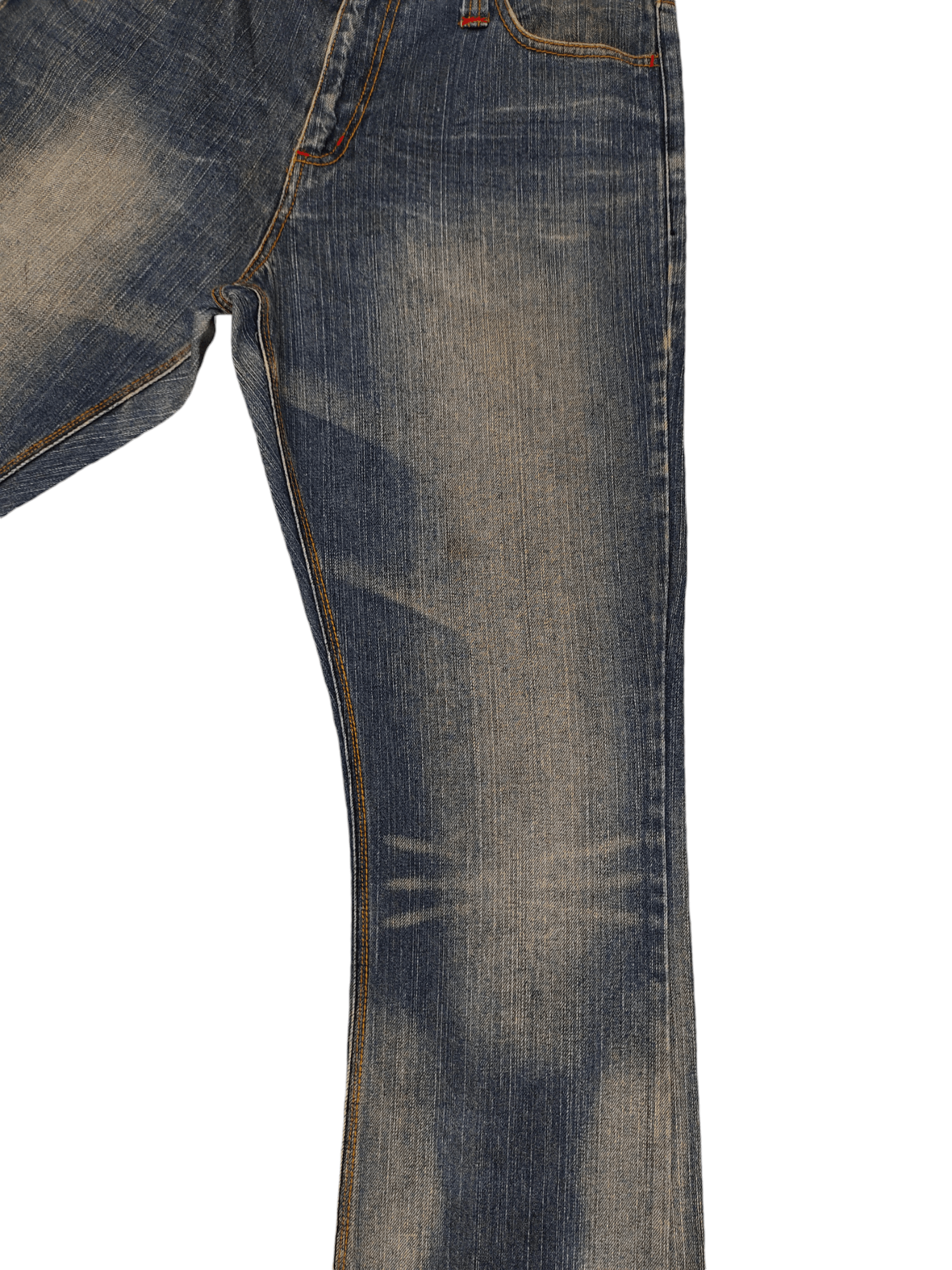 If Six Was Nine Flare Jeans Six Star Clawmark Distress Faded Denim Bootcut Size US 32 / EU 48 - 4 Thumbnail