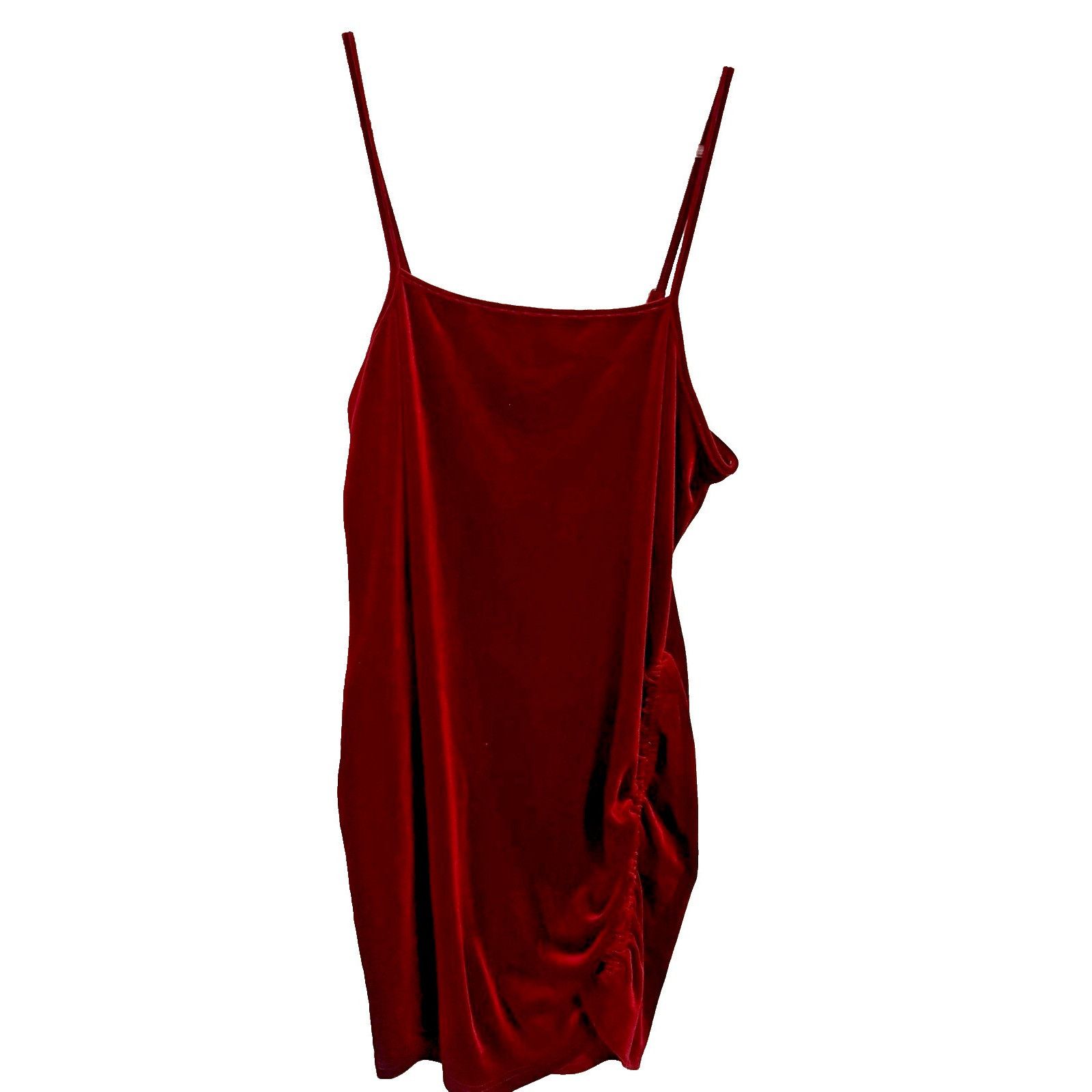 Vintage Y2K Velvet Ruched With Adjustable Straps 2XL Dress Size XL / US 12-14 / IT 48-50 - 1 Thumbnail
