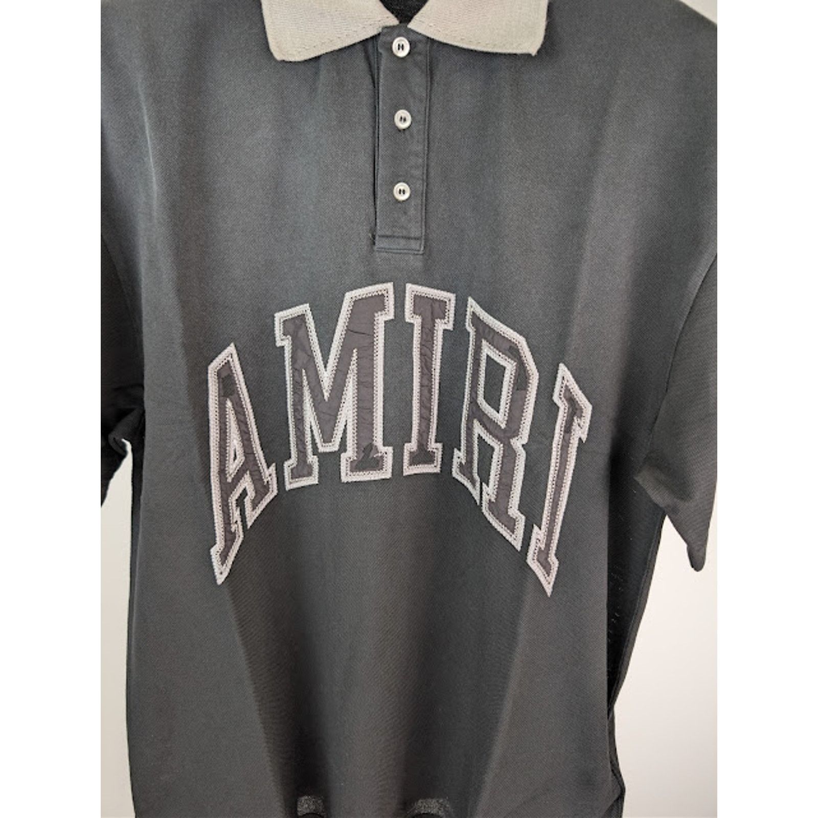 Amiri o1rshd1 Vintage Oversized Short-Sleeved Polo Shirt in Black Size US XL / EU 56 / 4 - 8 Thumbnail