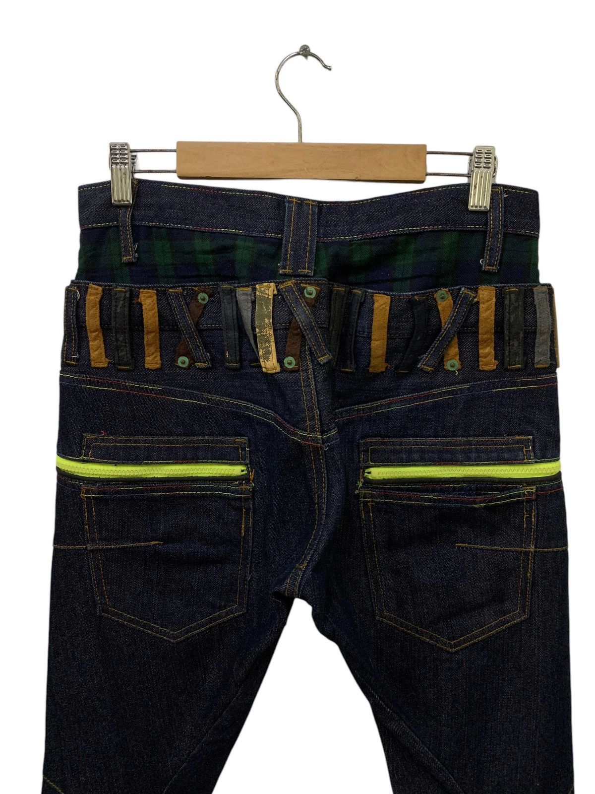 Japanese Brand Brithmint Japan Double Waist Neon Zipper Curved Leg Jeans Size US 30 / EU 46 - 12 Thumbnail