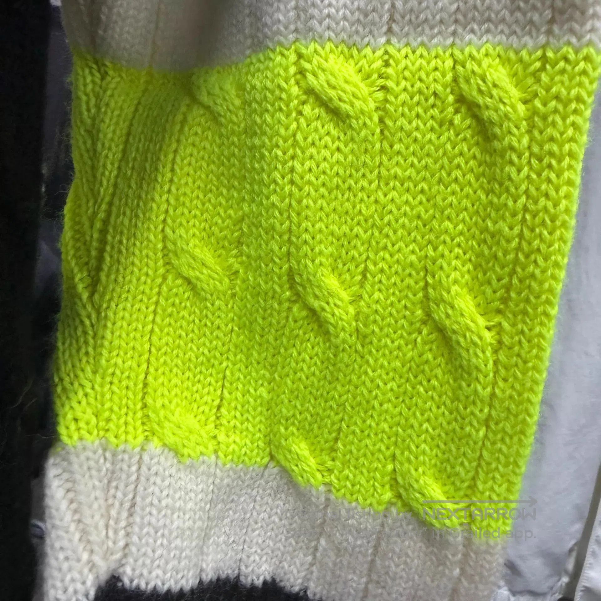 Valentino Black Cable Knit Cardigan with Neon Yellow Trim - M. Size US M / EU 48-50 / 2 - 6 Thumbnail