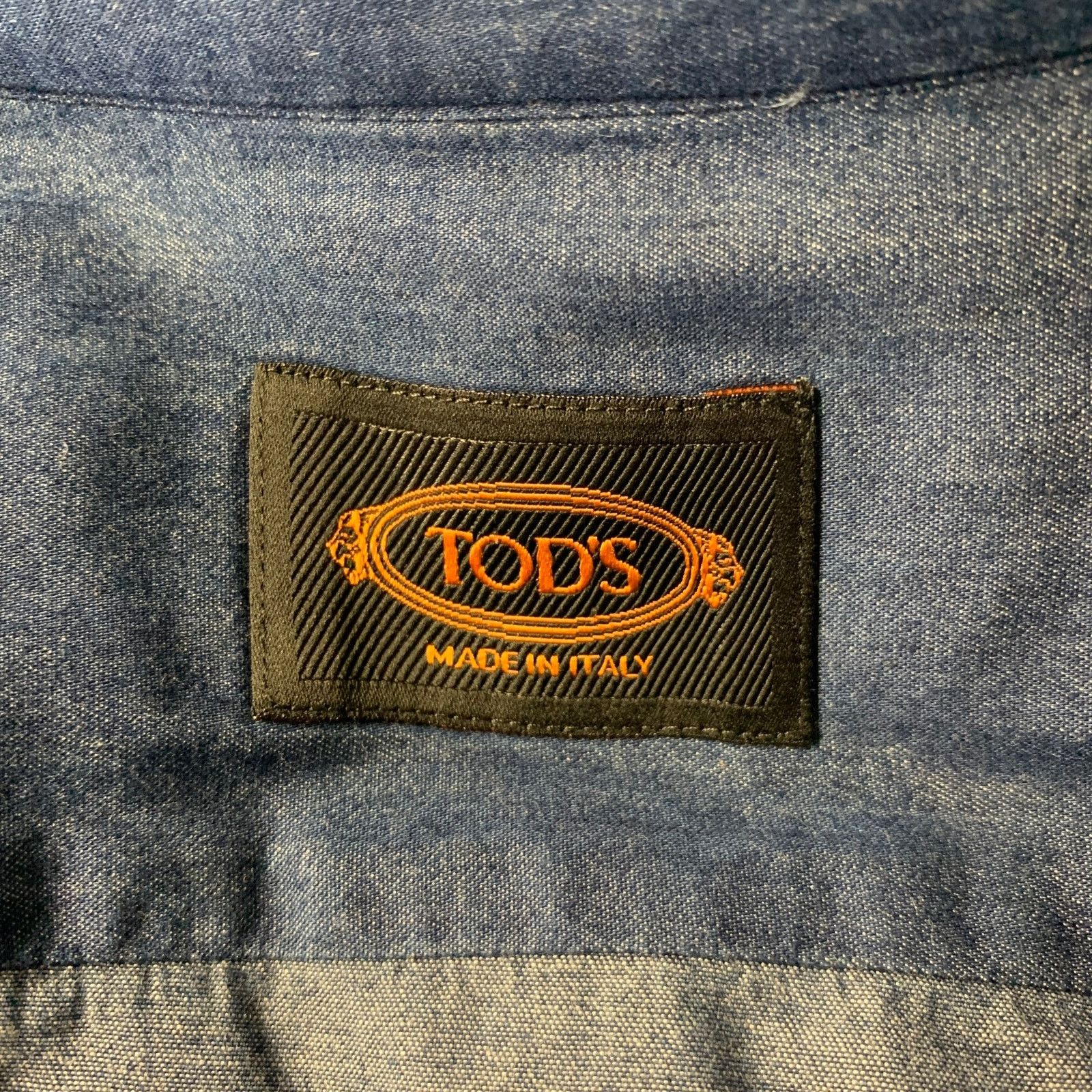 Tod's TOD'S L Navy Heather Cotton Button Down Long Sleeve Shirt Size US L / EU 52-54 / 3 - 5 Thumbnail