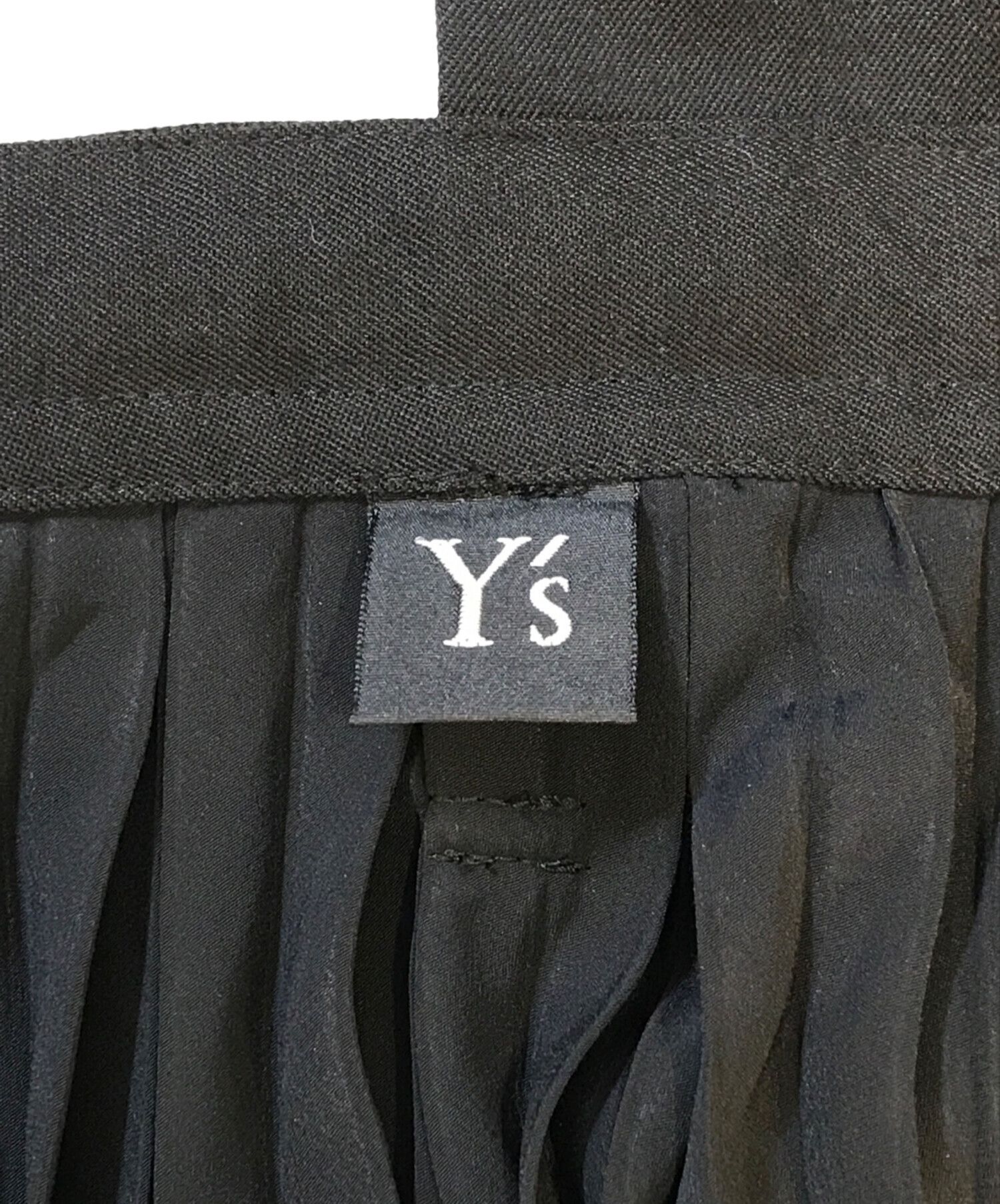 Yohji Yamamoto Y's Yohji Yamamoto - WOOL / de CHINE PLEATS COMBI WRAP SKIRT Size 23" - 10 Thumbnail