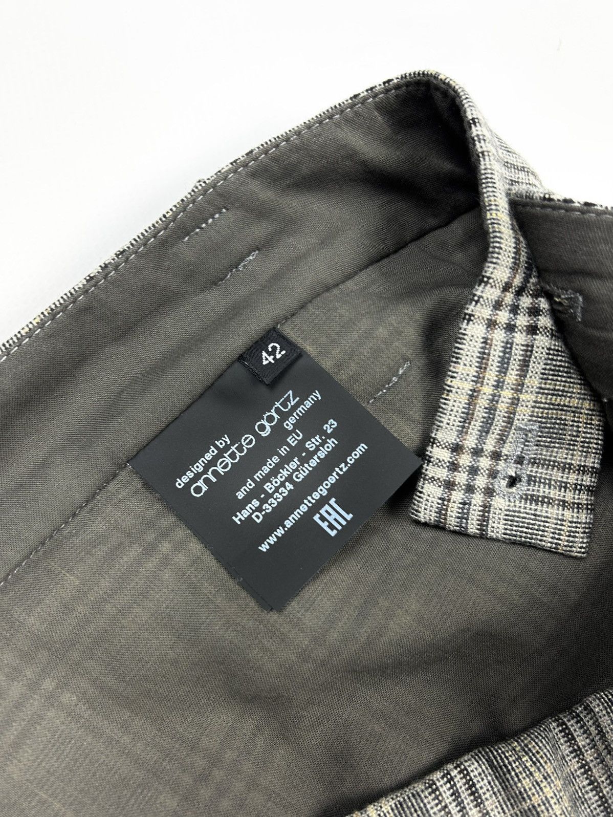 Annette Gortz × Designer × Vintage designer Annette Gortz check Trousers wool pants Size 28" / US 6 / IT 42 - 9 Thumbnail
